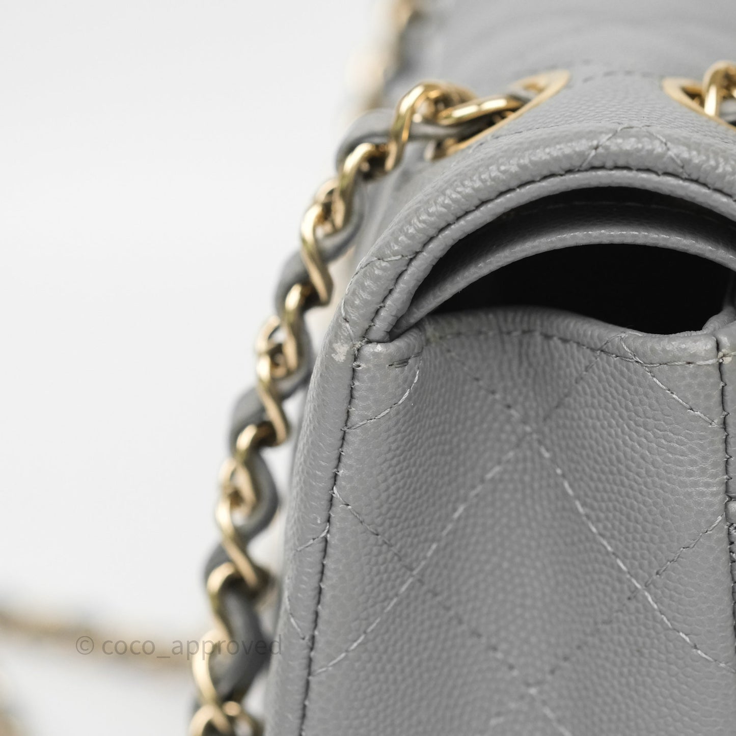 Chanel Small Classic Flap Quilted Grey Caviar Gold Hardware