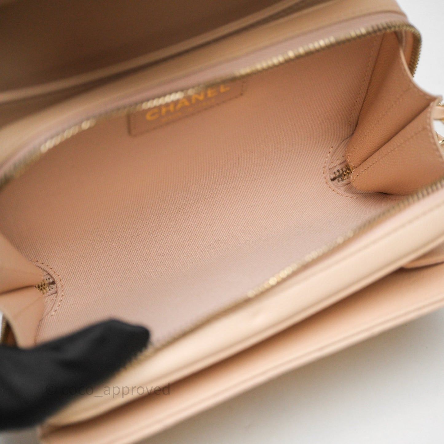 Chanel Small Like The Wallet Flap Quilted Light Beige Pink Caviar Gold Hardware 22C