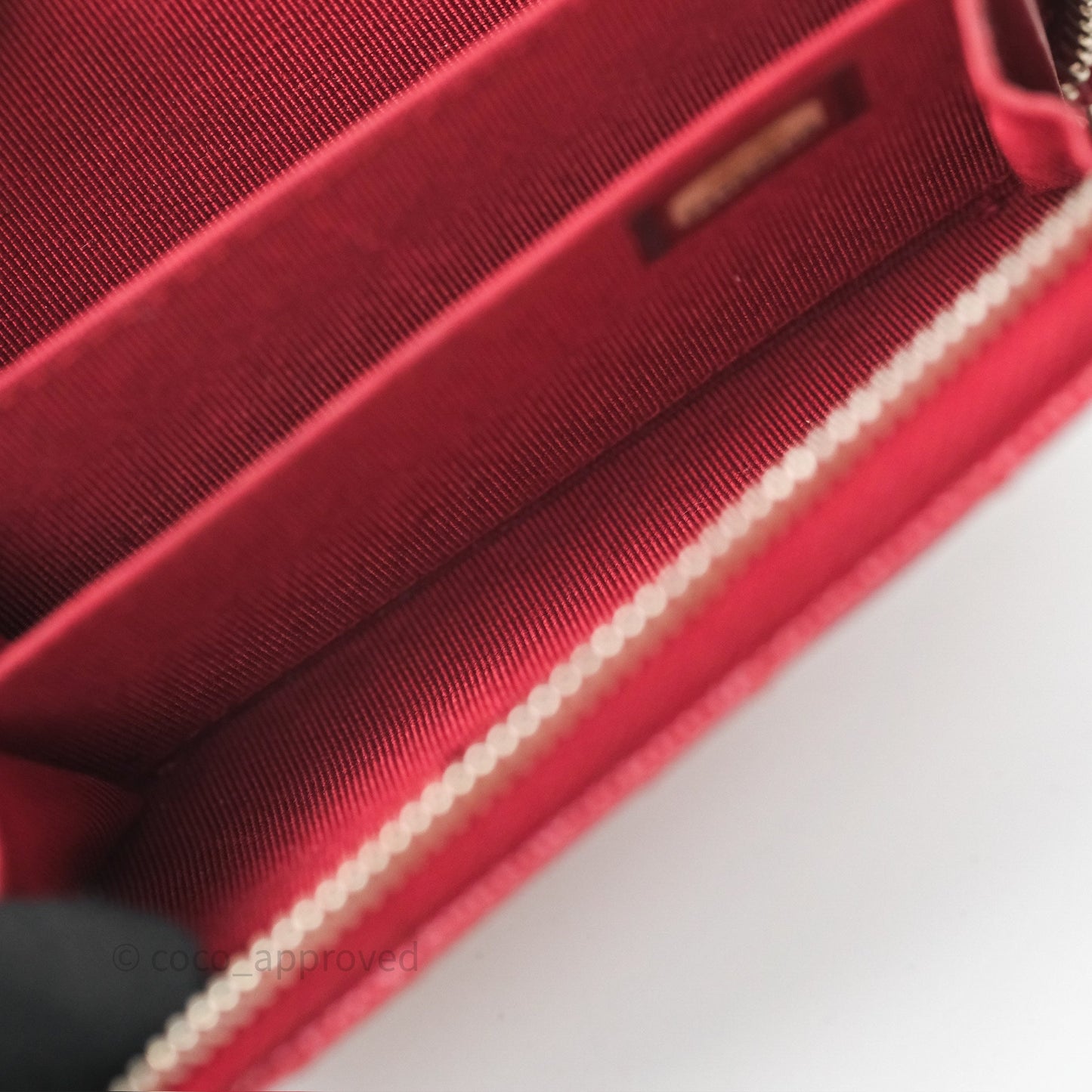 Chanel Classic Zipped Coin Purse Red Caviar Silver Hardware