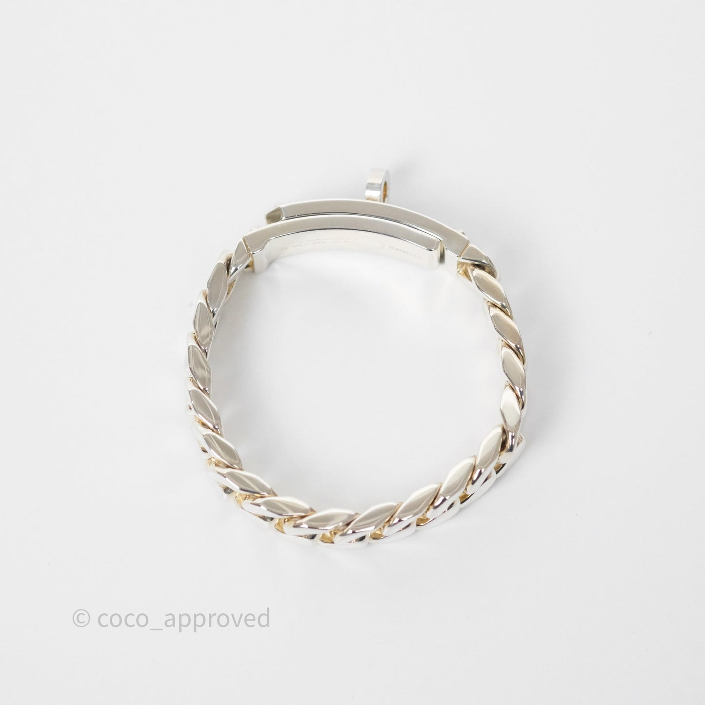 Hermes Kelly Gourmette GM Bracelet Silver Size ST