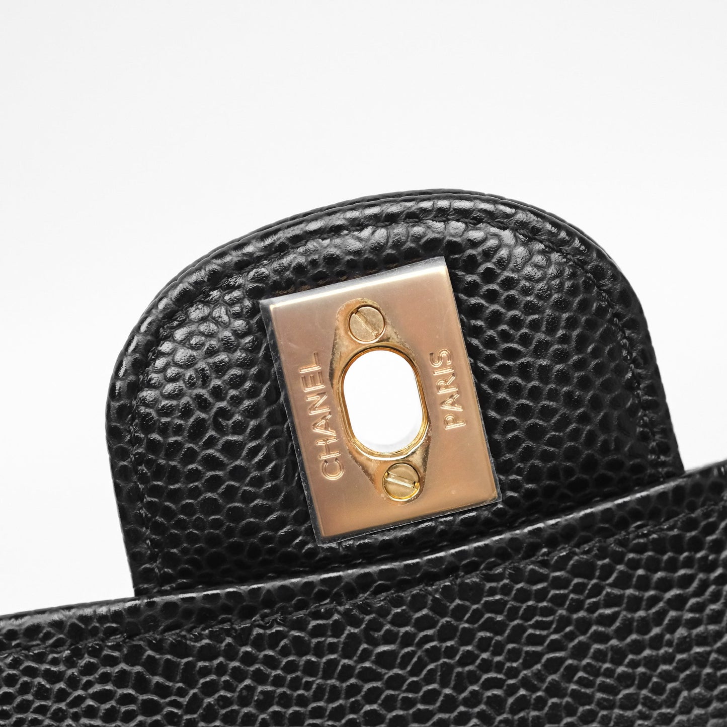Chanel M/L Medium Classic Flap Quilted Black Caviar Gold Hardware