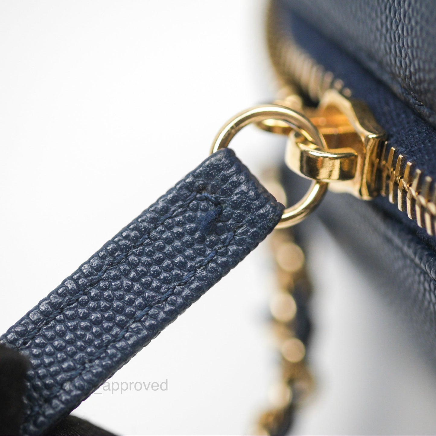 Chanel Quilted Small CC Filigree Vanity Case Navy Caviar Gold Hardware