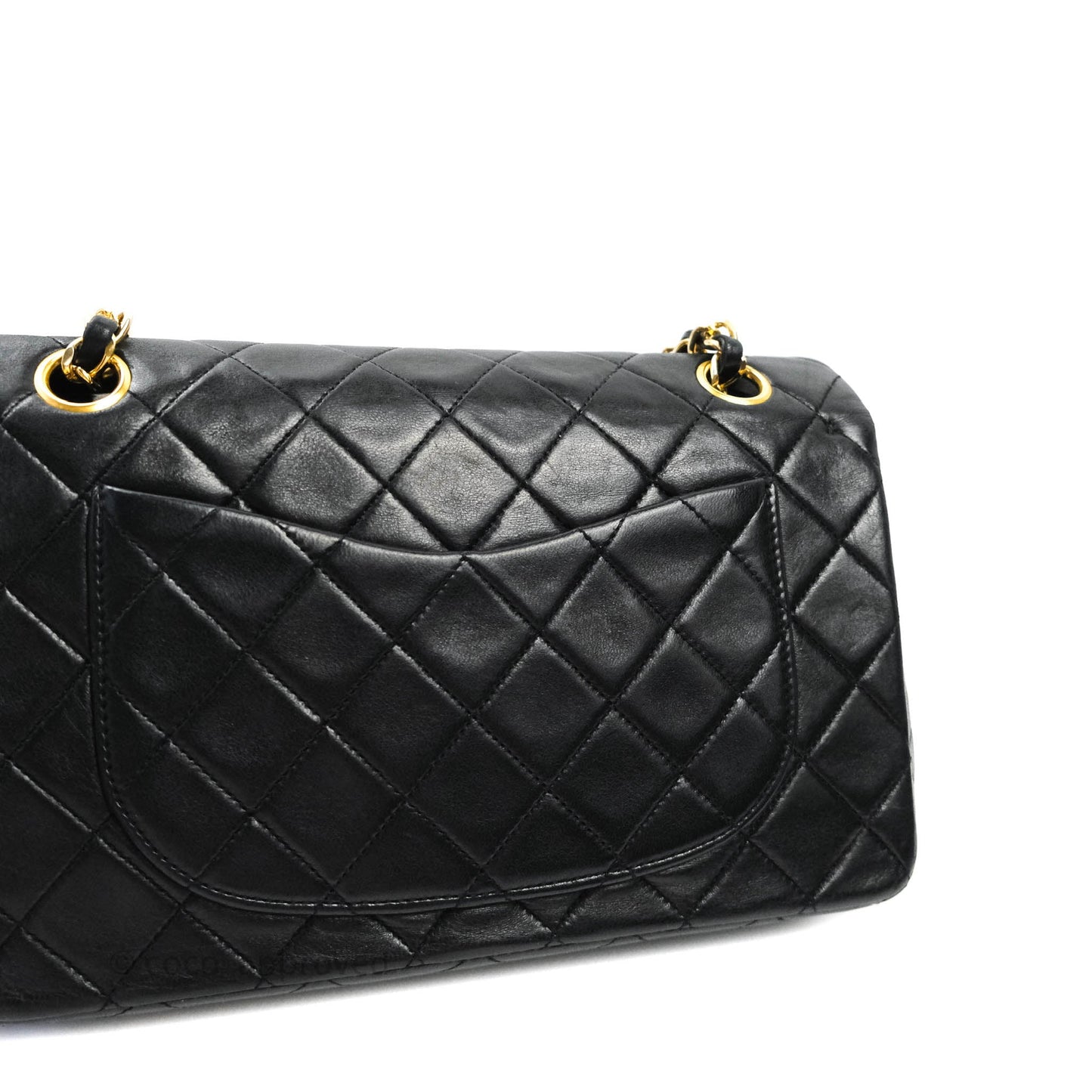 Chanel Vintage S/M Lambskin Small Double Flap Bag Black 24K Gold Hardware