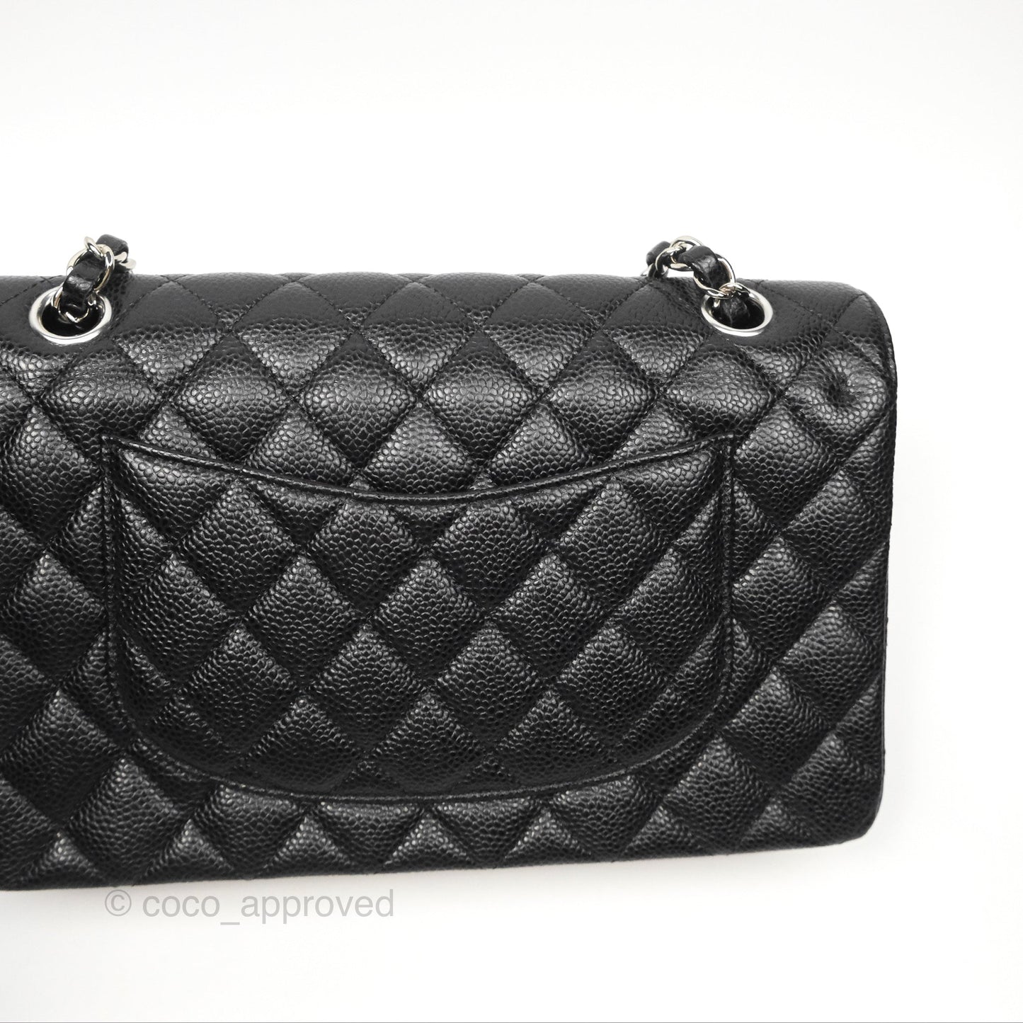 Chanel Classic M/L Medium Flap Quilted Black Caviar Silver Hardware