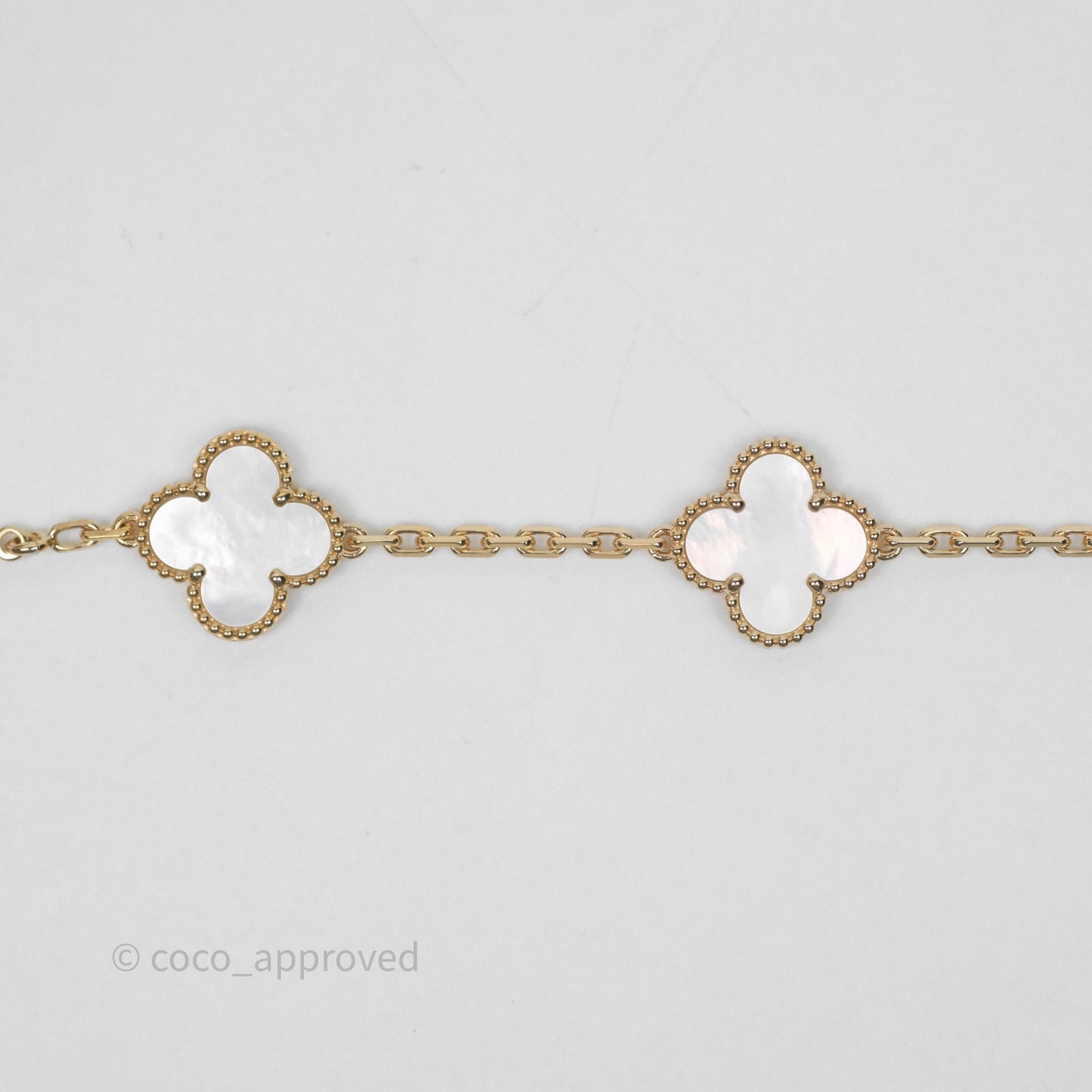 Van Cleef & Arpels Vintage Alhambra 5 Motifs White Mother-of-pearl Yellow Gold Bracelet