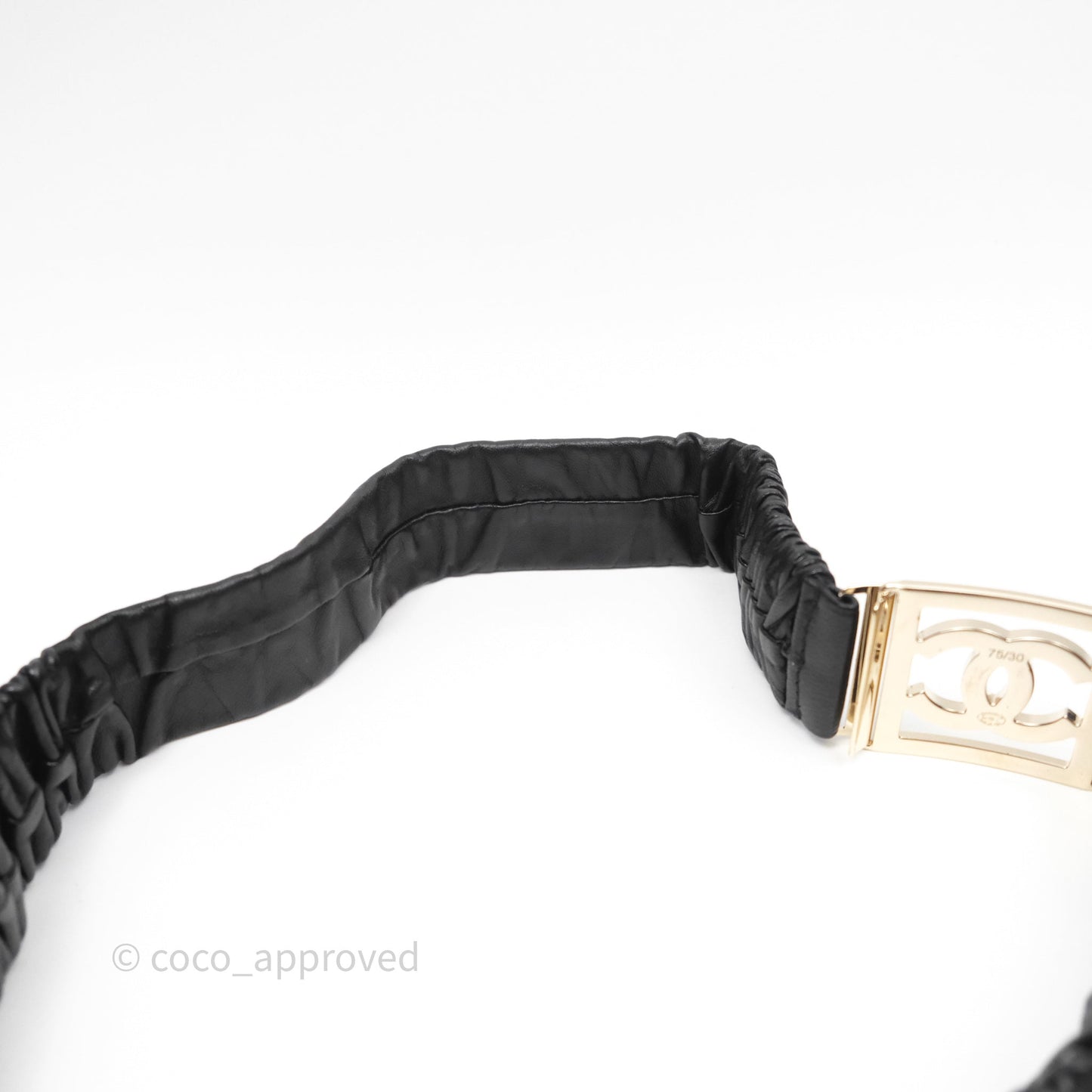 Chanel Square CC Belt Black Gold Hardware Size 75 23C