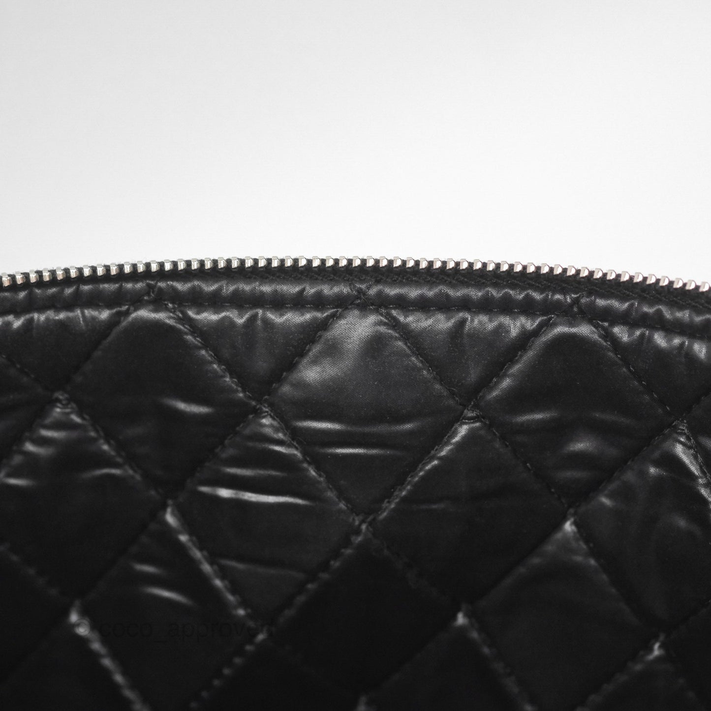 Chanel Mademoiselle Quilted Large O Case Clutch Black Lambskin
