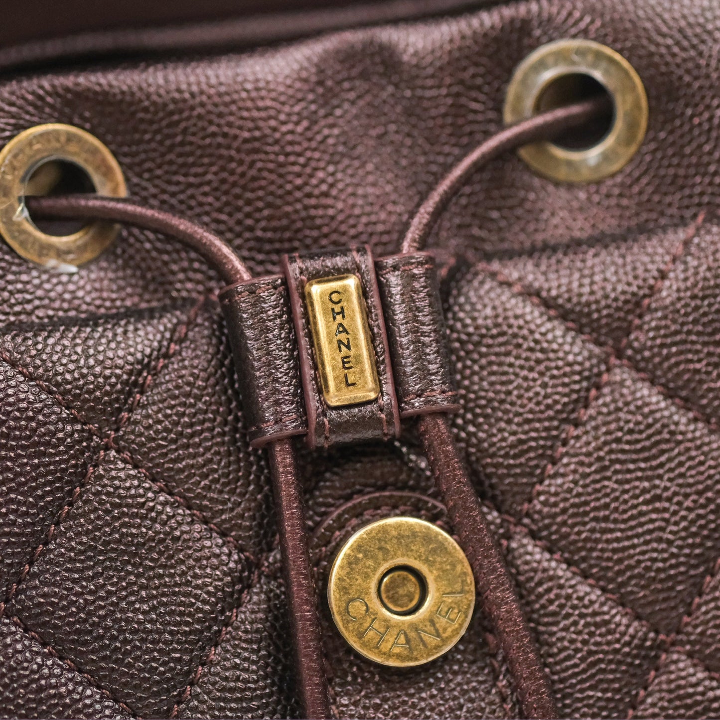 Chanel Quilted Filigree Backpack Iridescent Burgundy Caviar