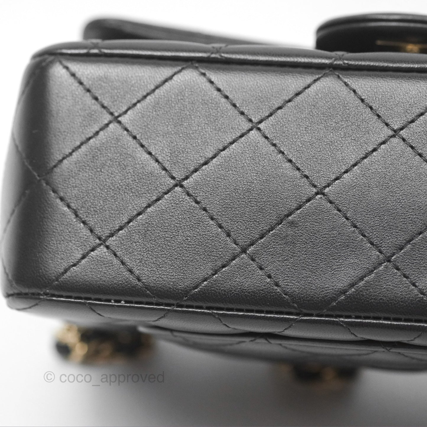 Chanel Top Handle Mini Rectangular Flap Bag Black Lambskin Gold Hardware