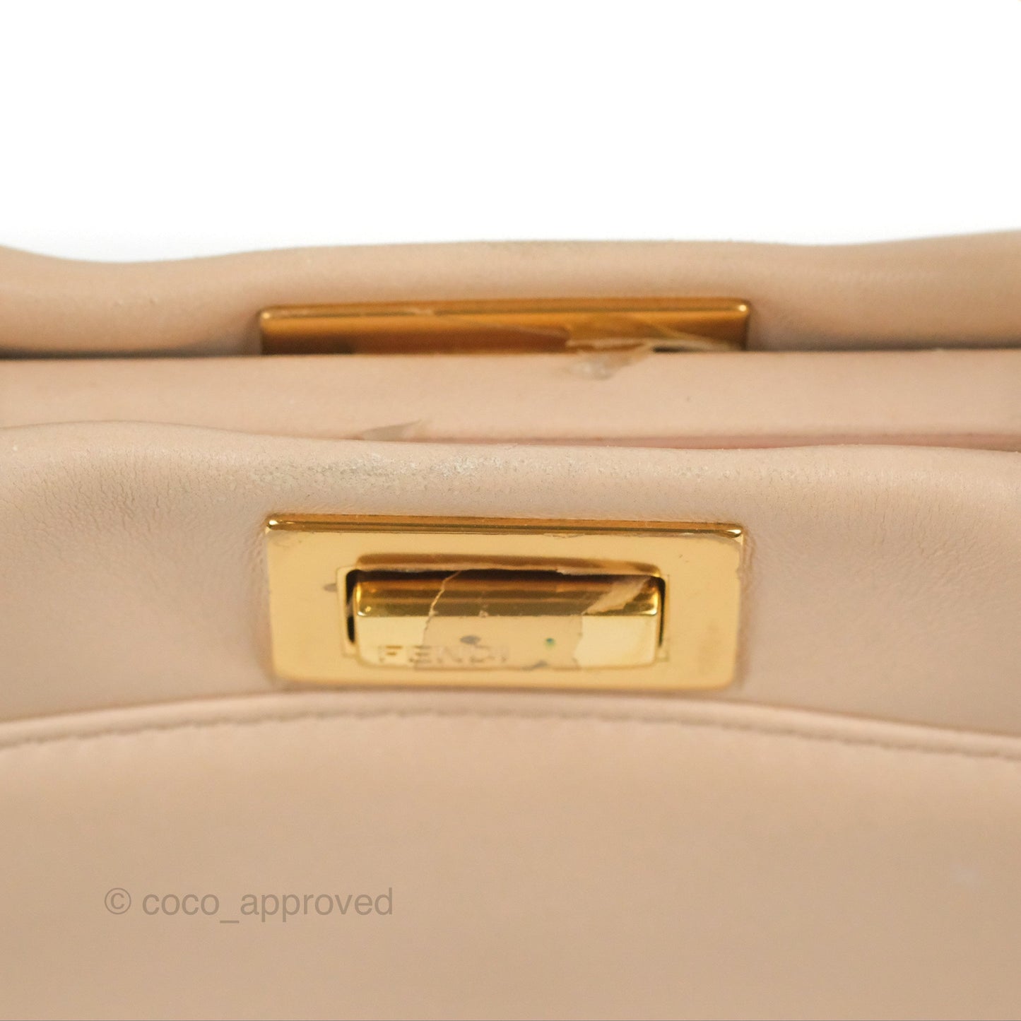 Fendi Mini Peekaboo Bag Poudre Lambskin Gold Hardware