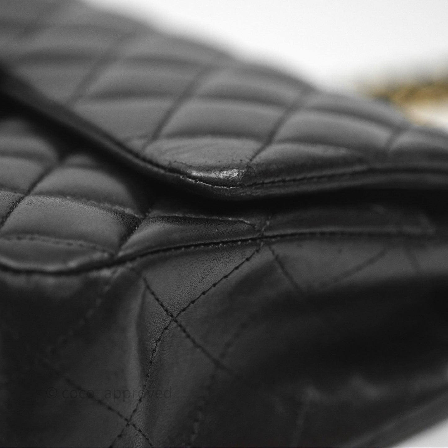 Chanel Classic M/L Medium Flap Quilted Black Lambskin Gold Hardware