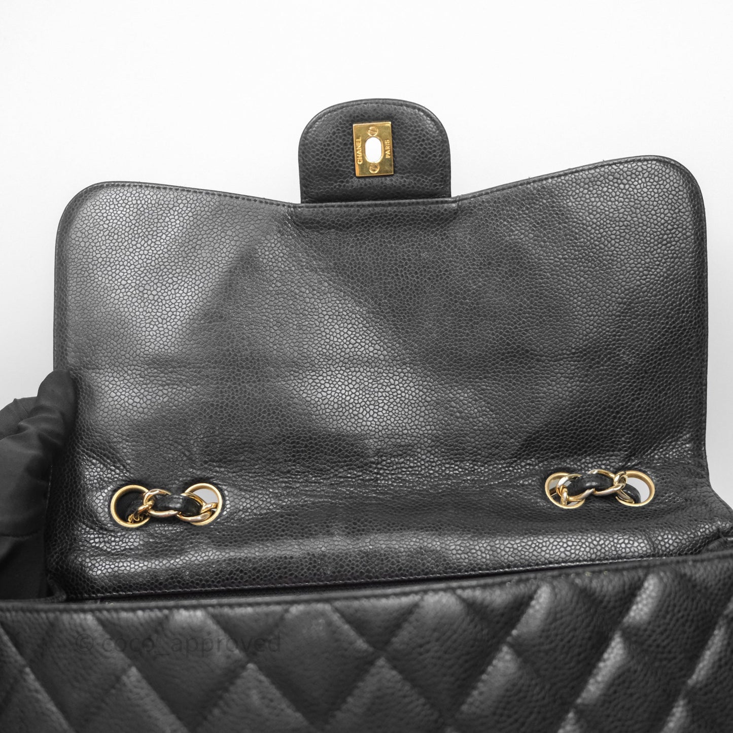 Chanel Jumbo Single Flap Black Caviar Gold Hardware⁣⁣