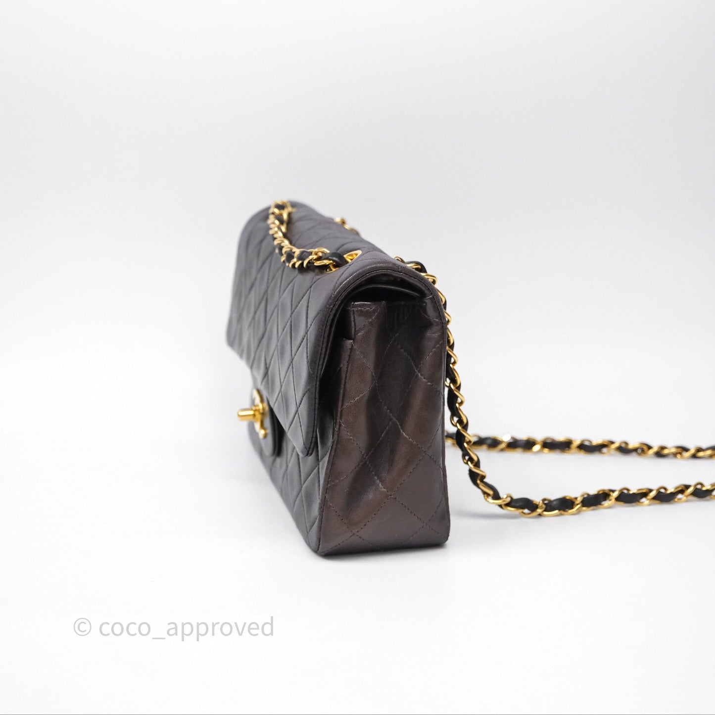 Chanel Vintage Lambskin Small Double Flap Bag Black Gold Hardware