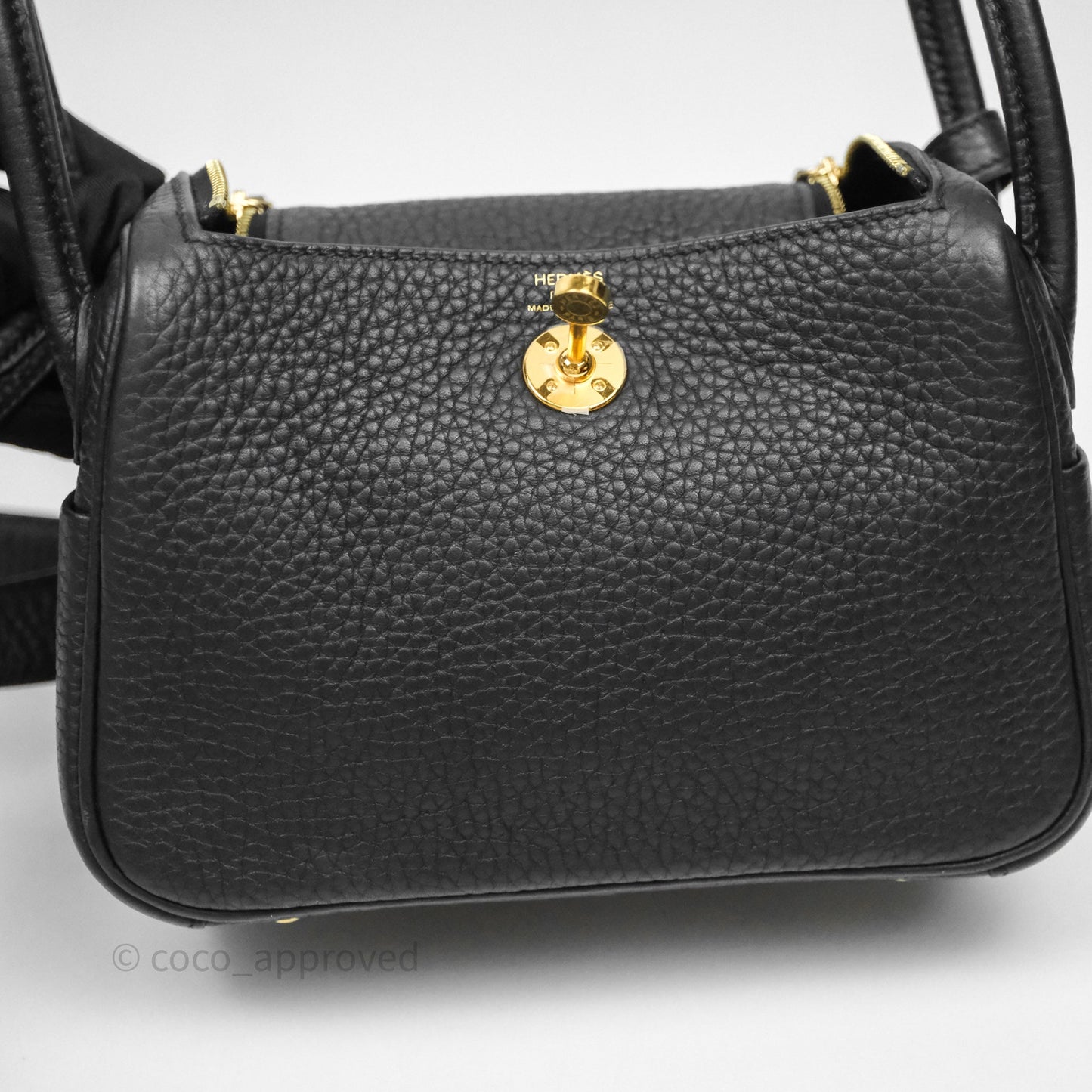 Hermès Mini Lindy 20 Noir 89 Clemence Gold Hardware