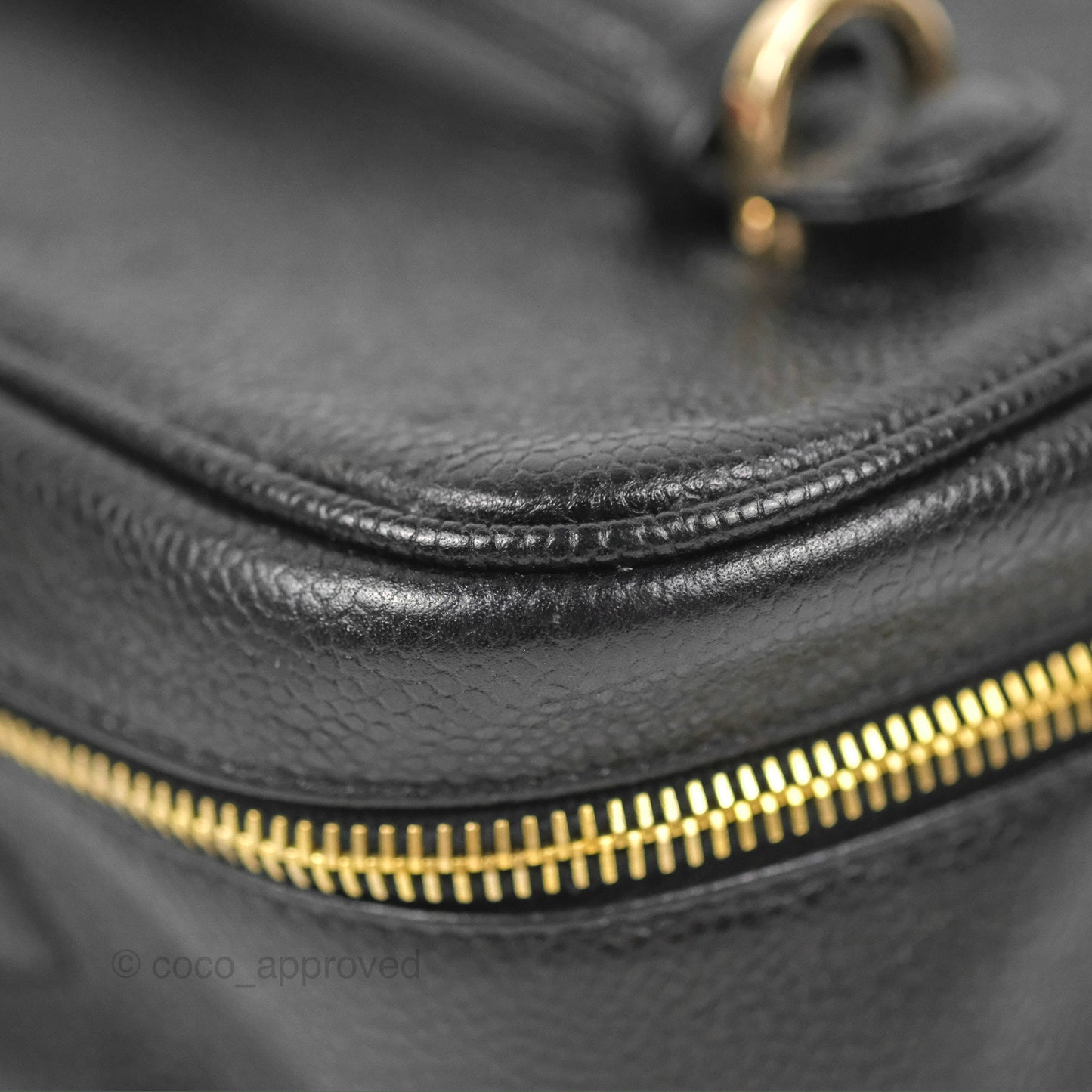 Chanel Vintage Vanity Case Black Caviar Gold Hardware