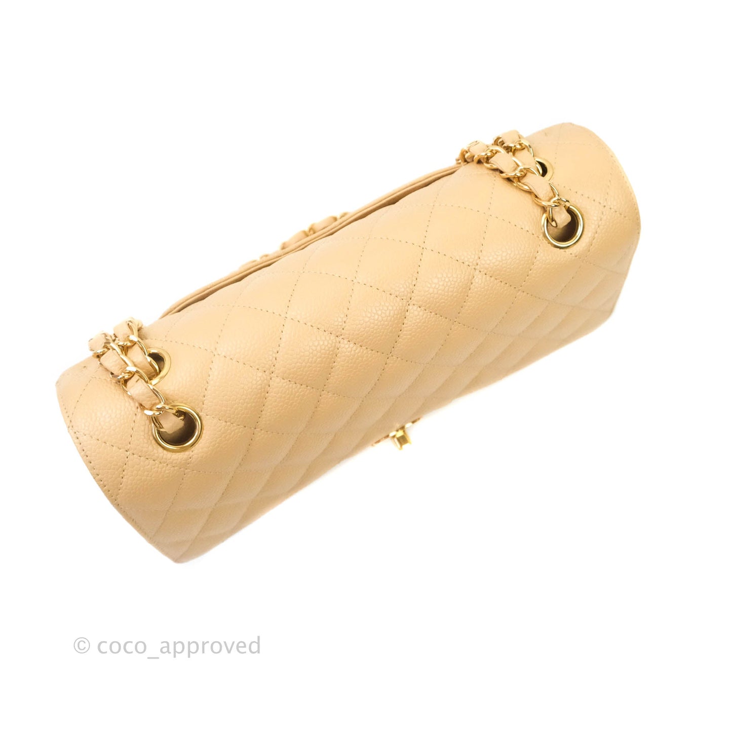 Chanel Classic M/L Medium Double Flap Beige Caviar Gold Hardware