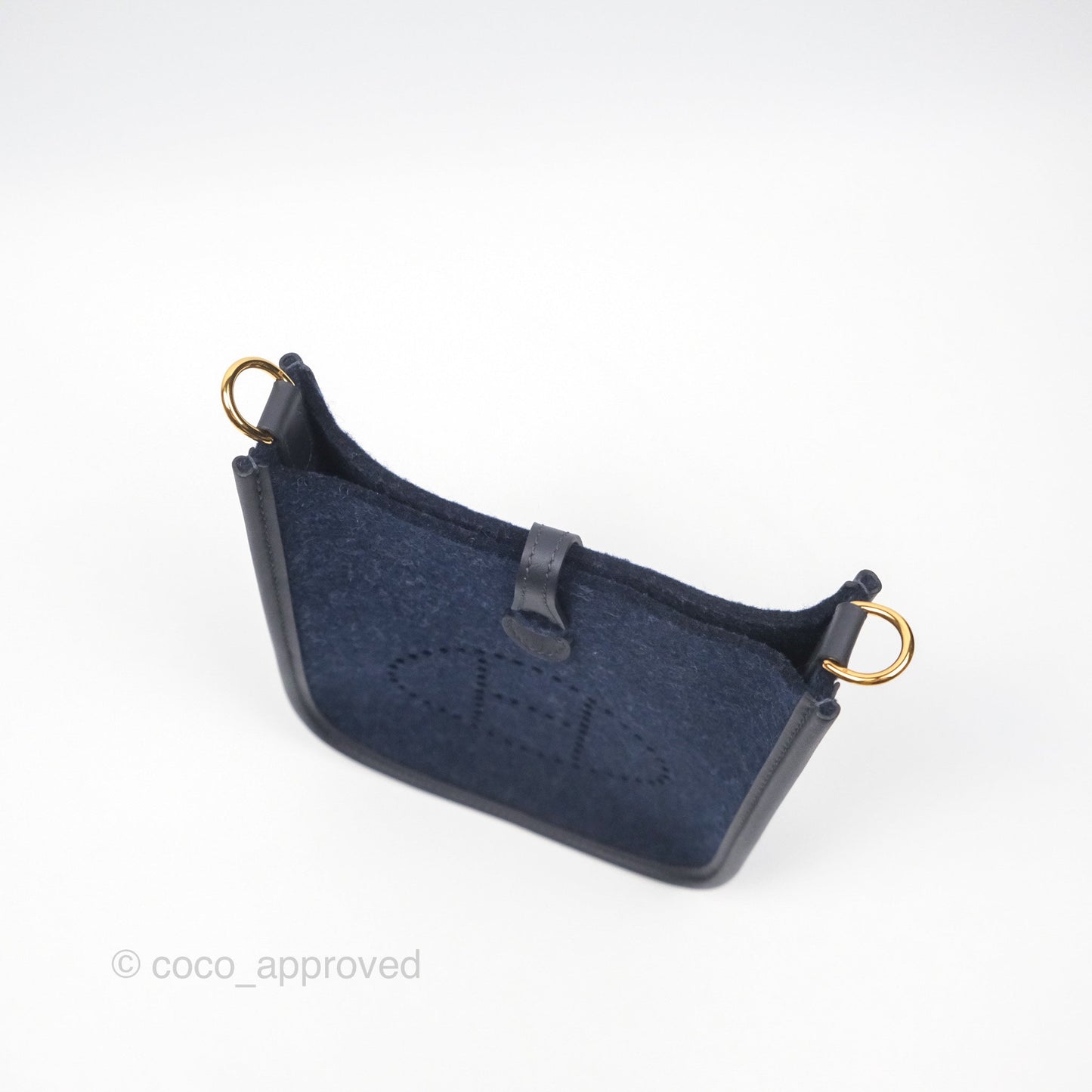 Hermès Mini Evelyne 16 Wooly Bleu Nuit 2Z / Swift Noir 89 Gold Hardware