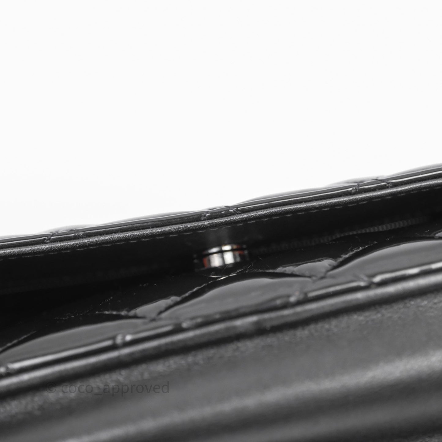 Chanel Quilted Wallet on Chain WOC Patent Leather So Black