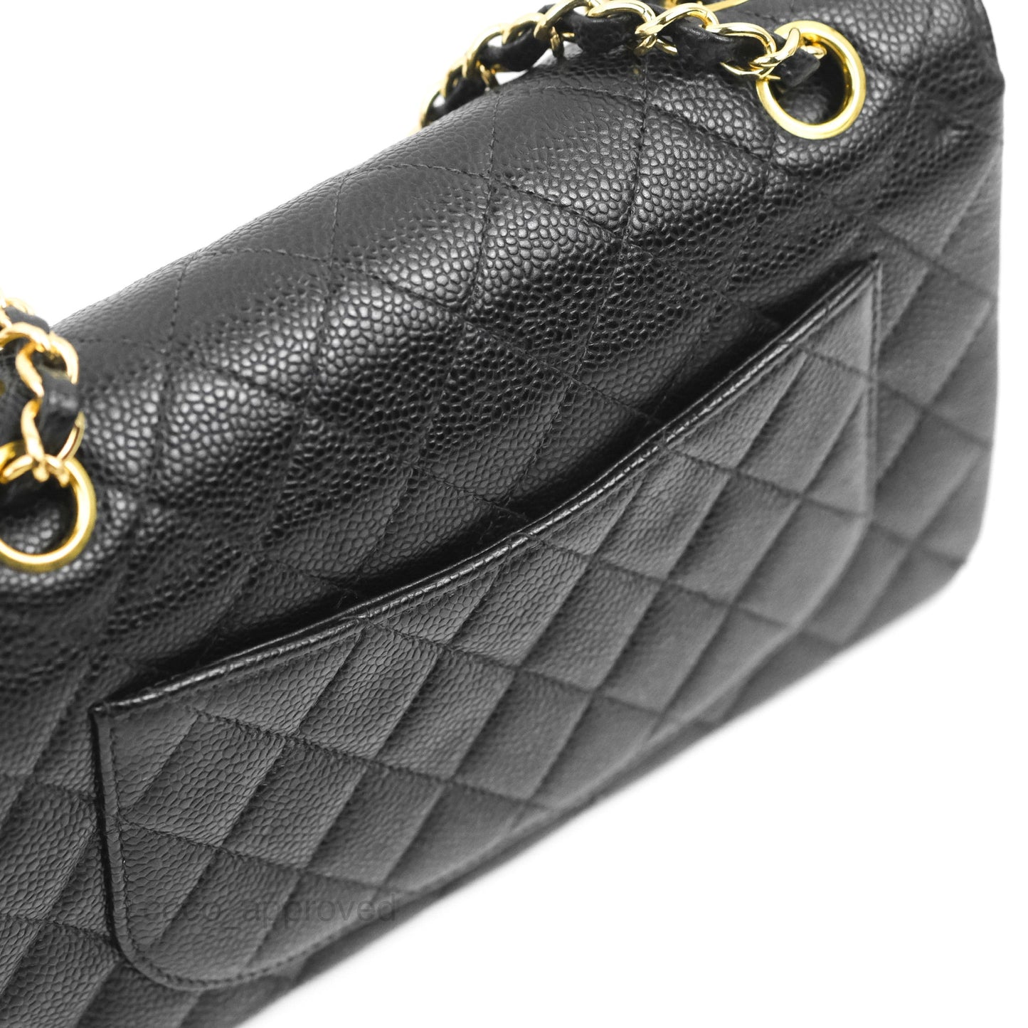 Chanel Vintage Classic Small S/M Flap Black Caviar 24K Gold Hardware