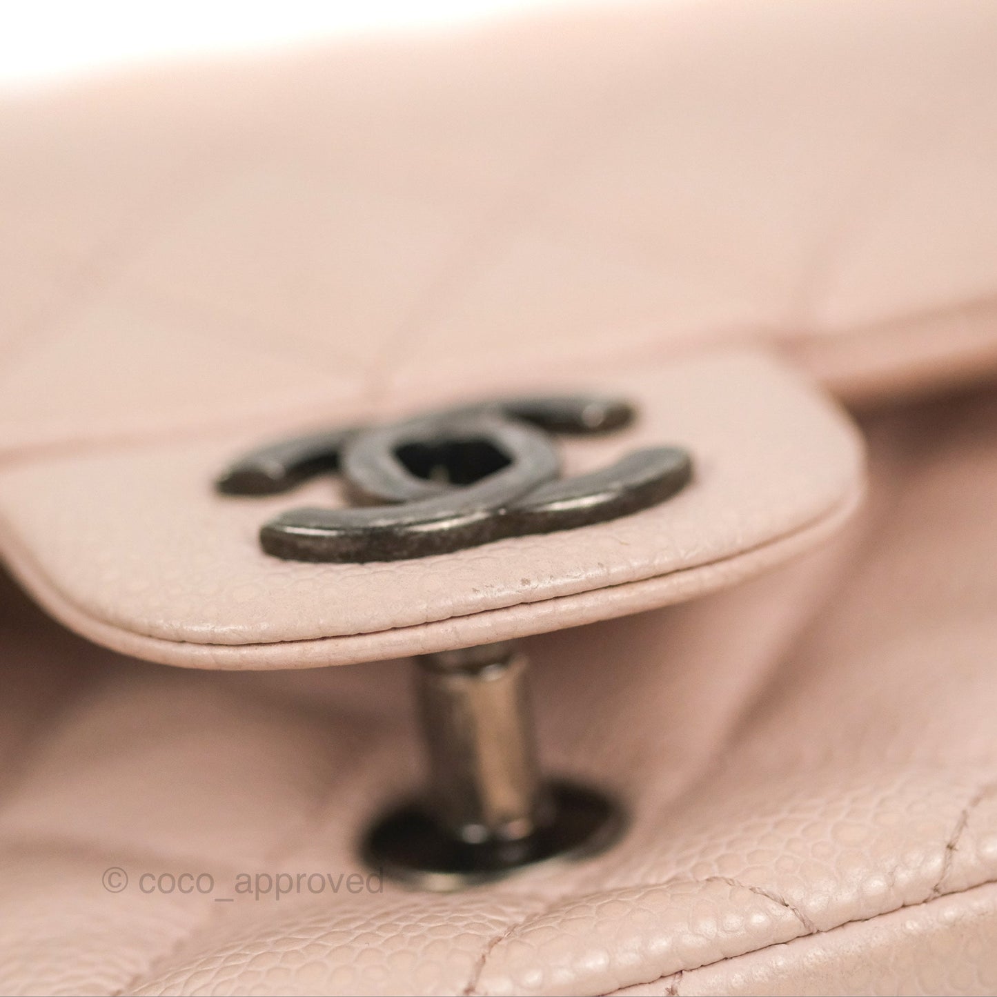 Chanel Quilted Mini Square Flap Pale Pink Caviar Ruthenium Hardware