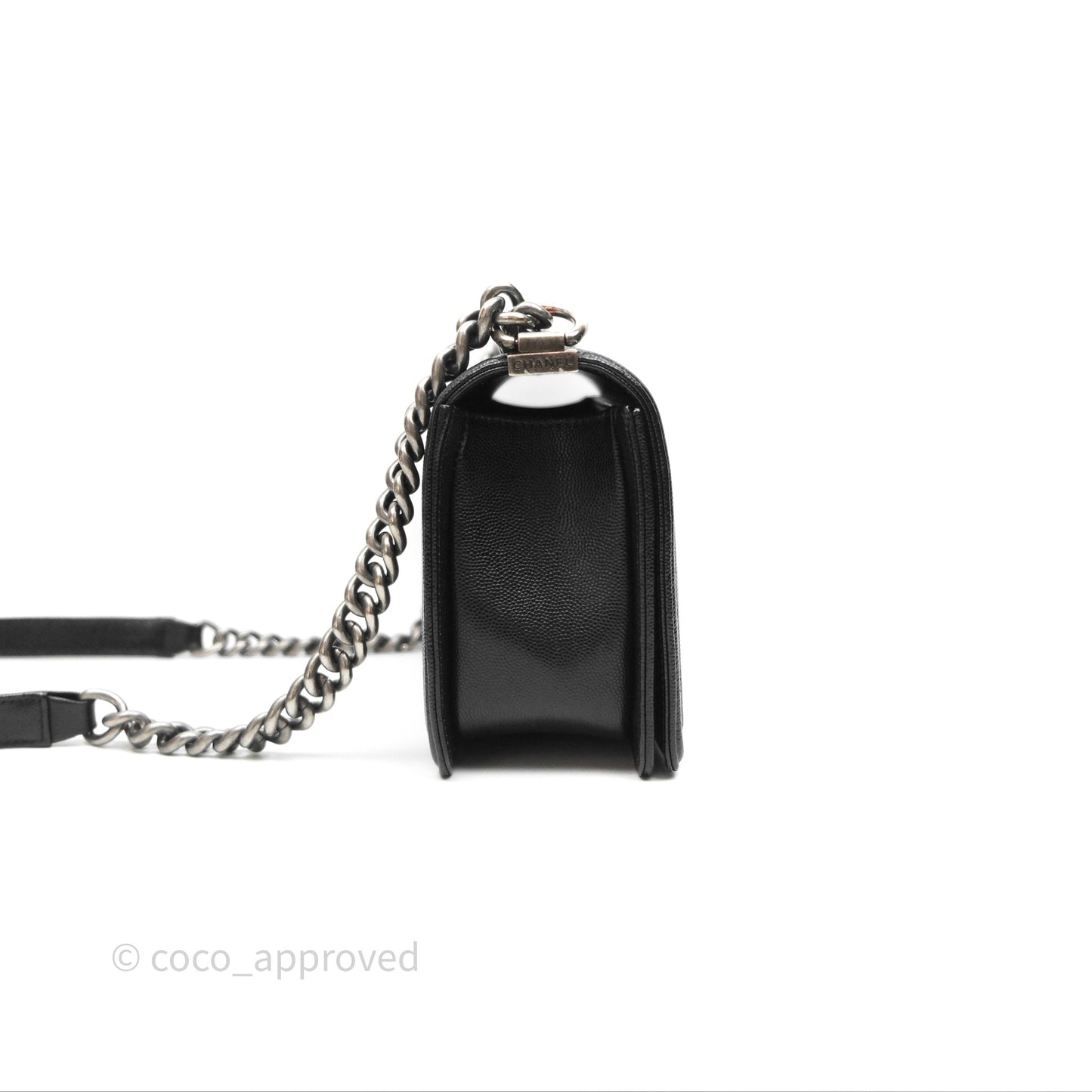 Chanel Quilted Medium Boy Black Caviar Ruthenium Hardware