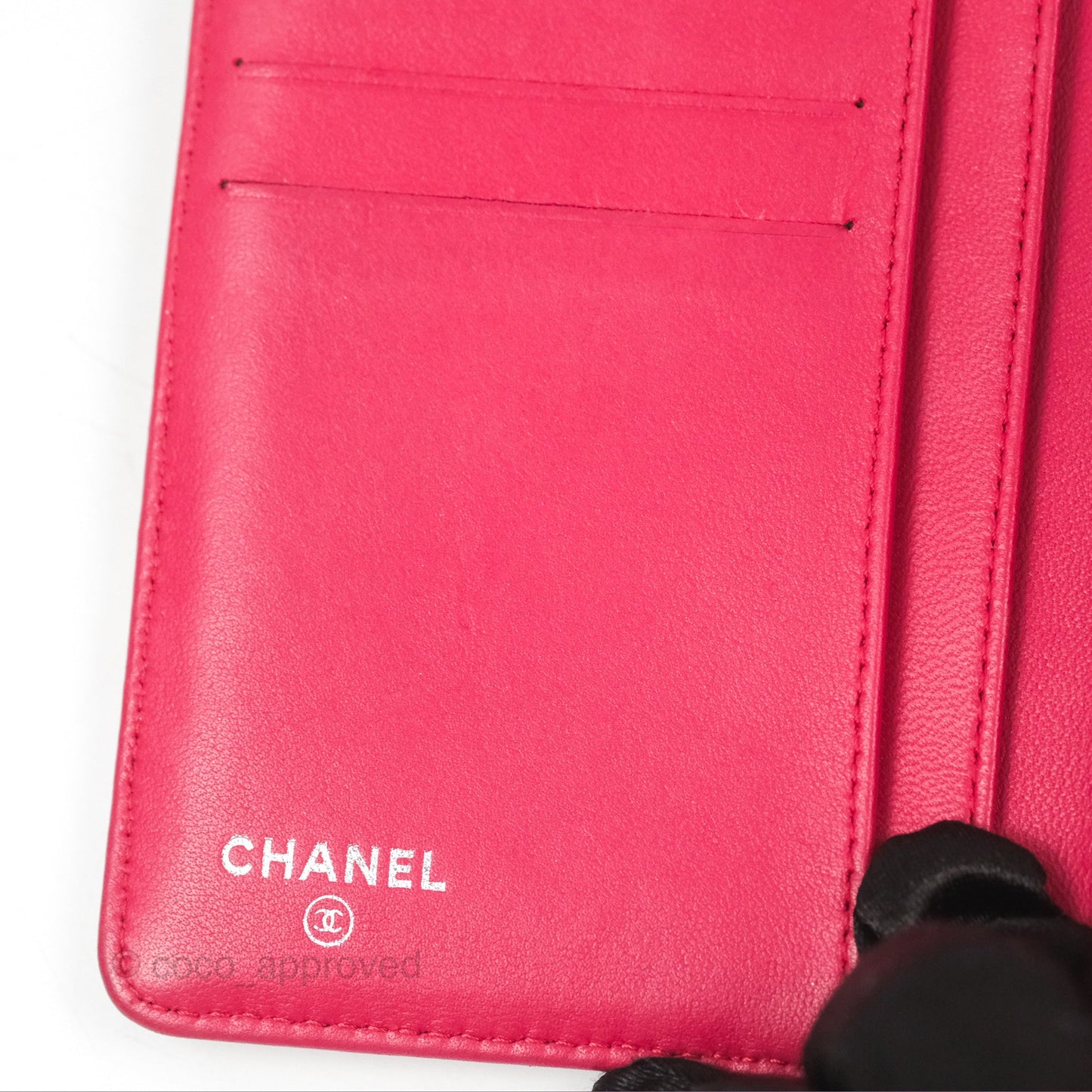 Chanel Quilted Classic French Wallet Lambskin Red Silver Hardware