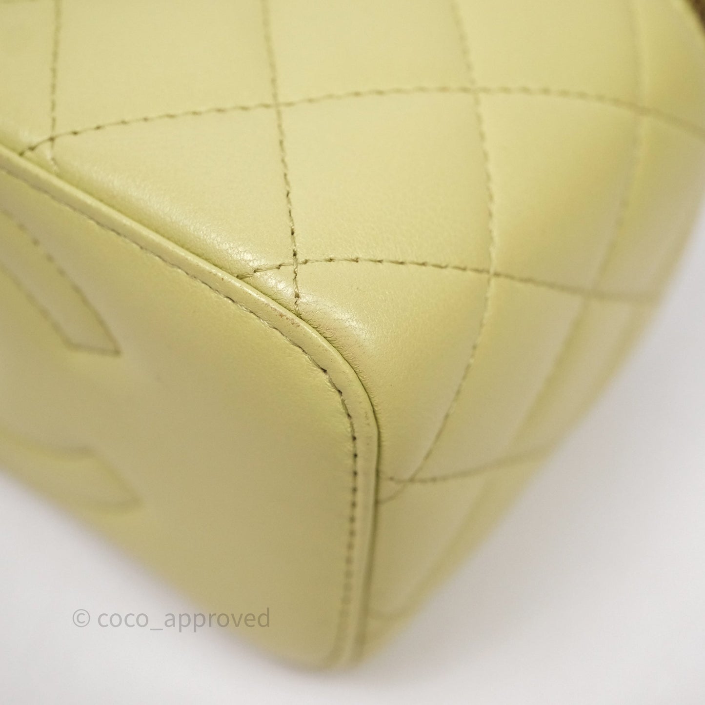 Chanel Quilted Vanity With Chain Lambskin Green Gold Hardware