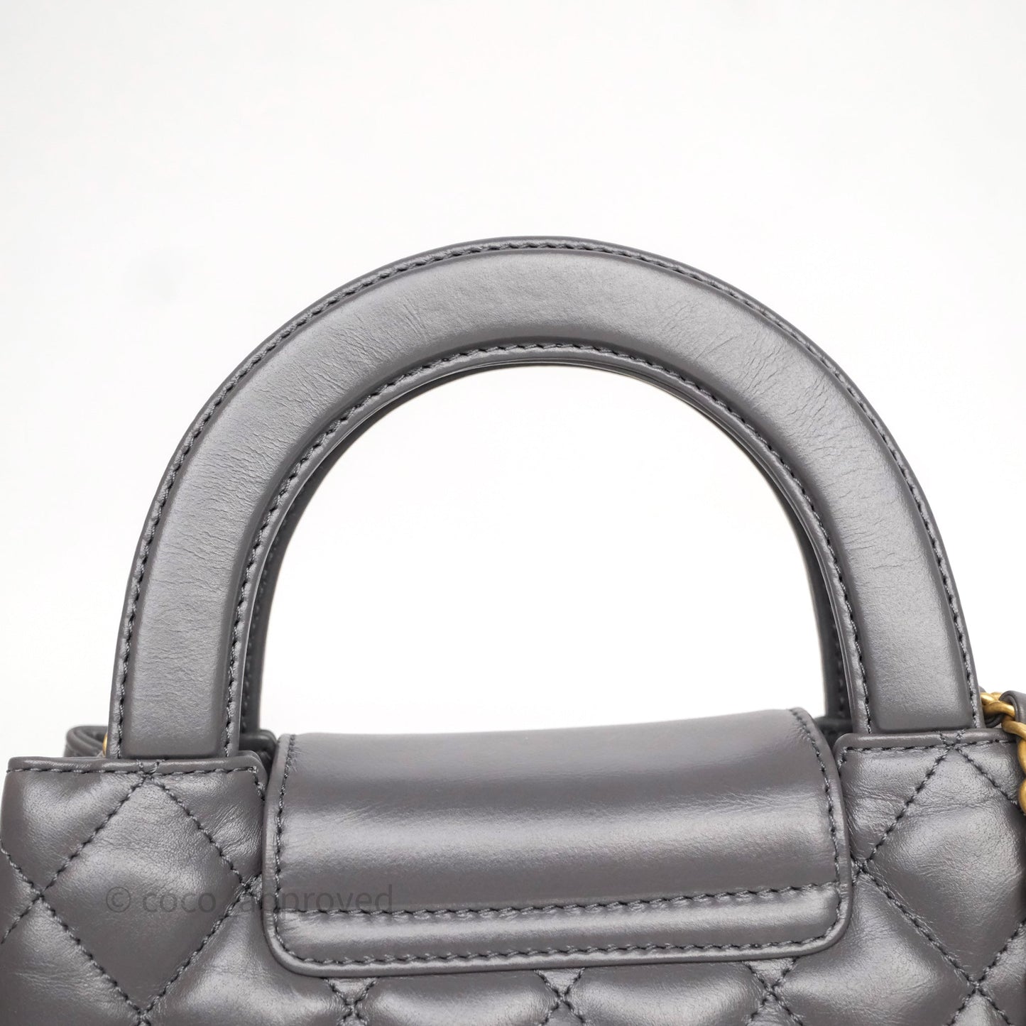 Chanel Kelly Bag Quilted Grey Shiny Crumpled Calfskin Aged Gold Hardware