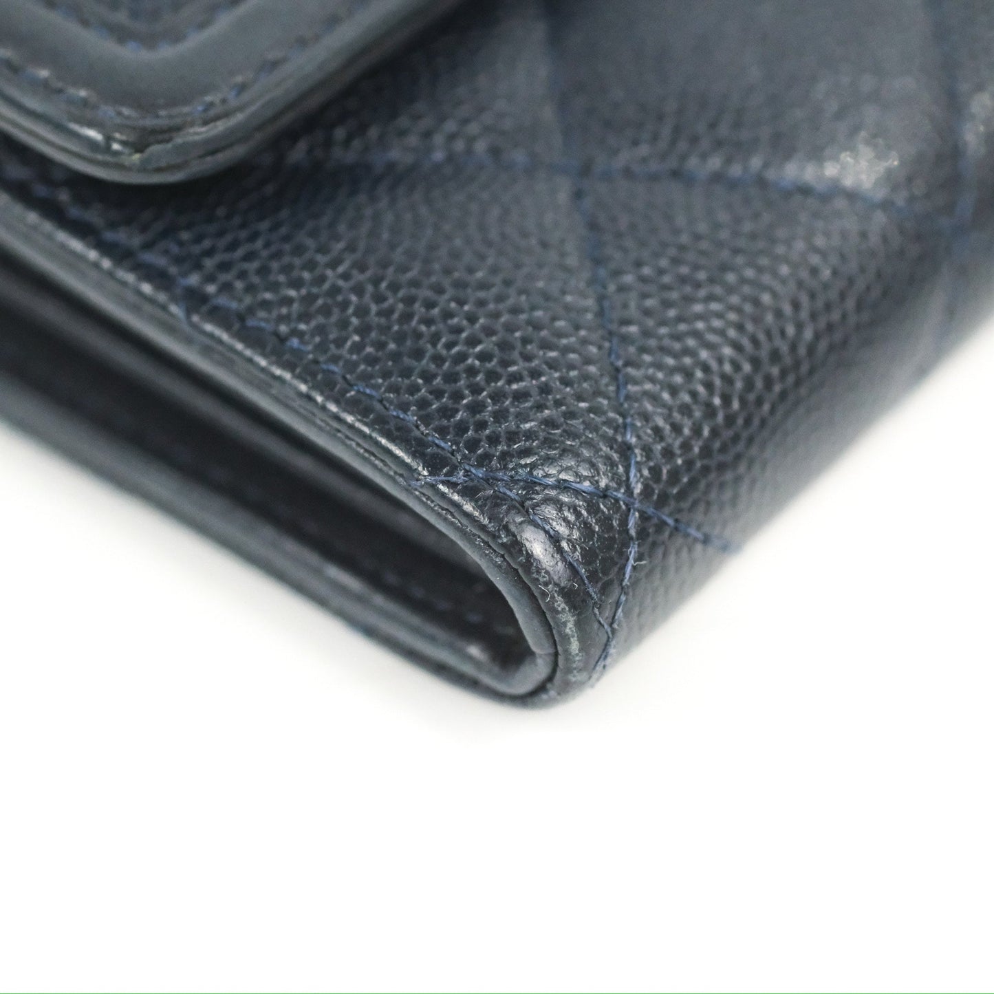 Chanel CC Filigree Small Flap Wallet Navy Caviar Gold Hardware