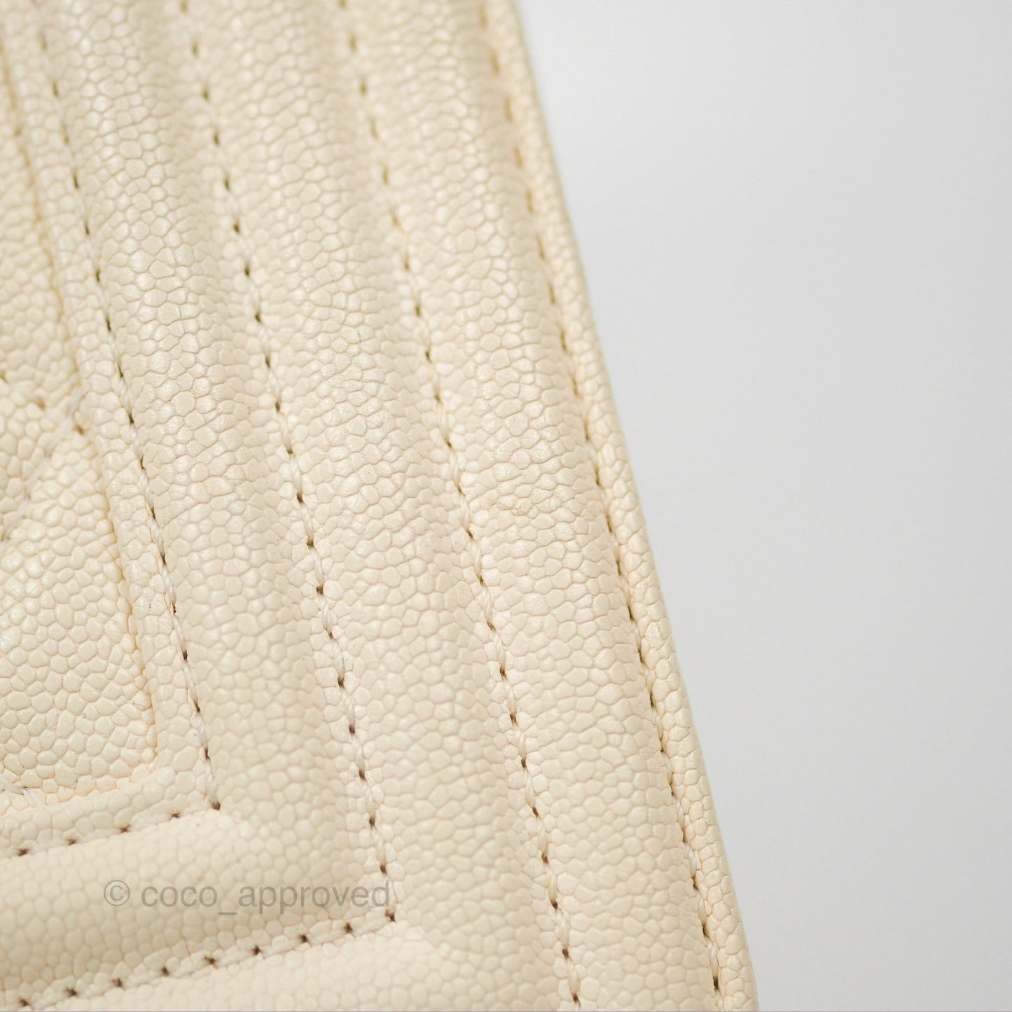Chanel Medium Boy Quilted Ivory Caviar Aged Gold Hardware