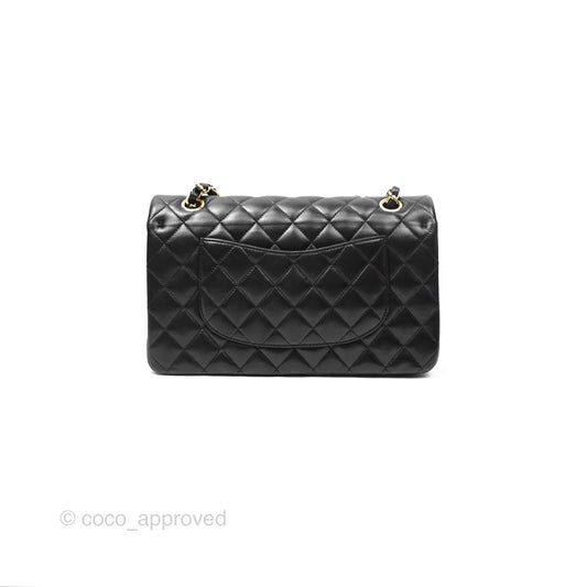 Chanel Classic M/L Medium Flap Quilted Black Lambskin Gold Hardware