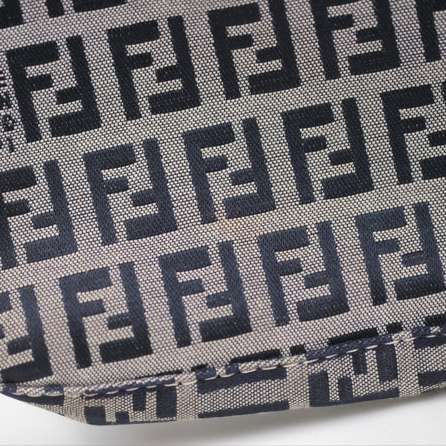 Fendi Vintage Baguette Shoulder Bag Grey/ Navy Canvas