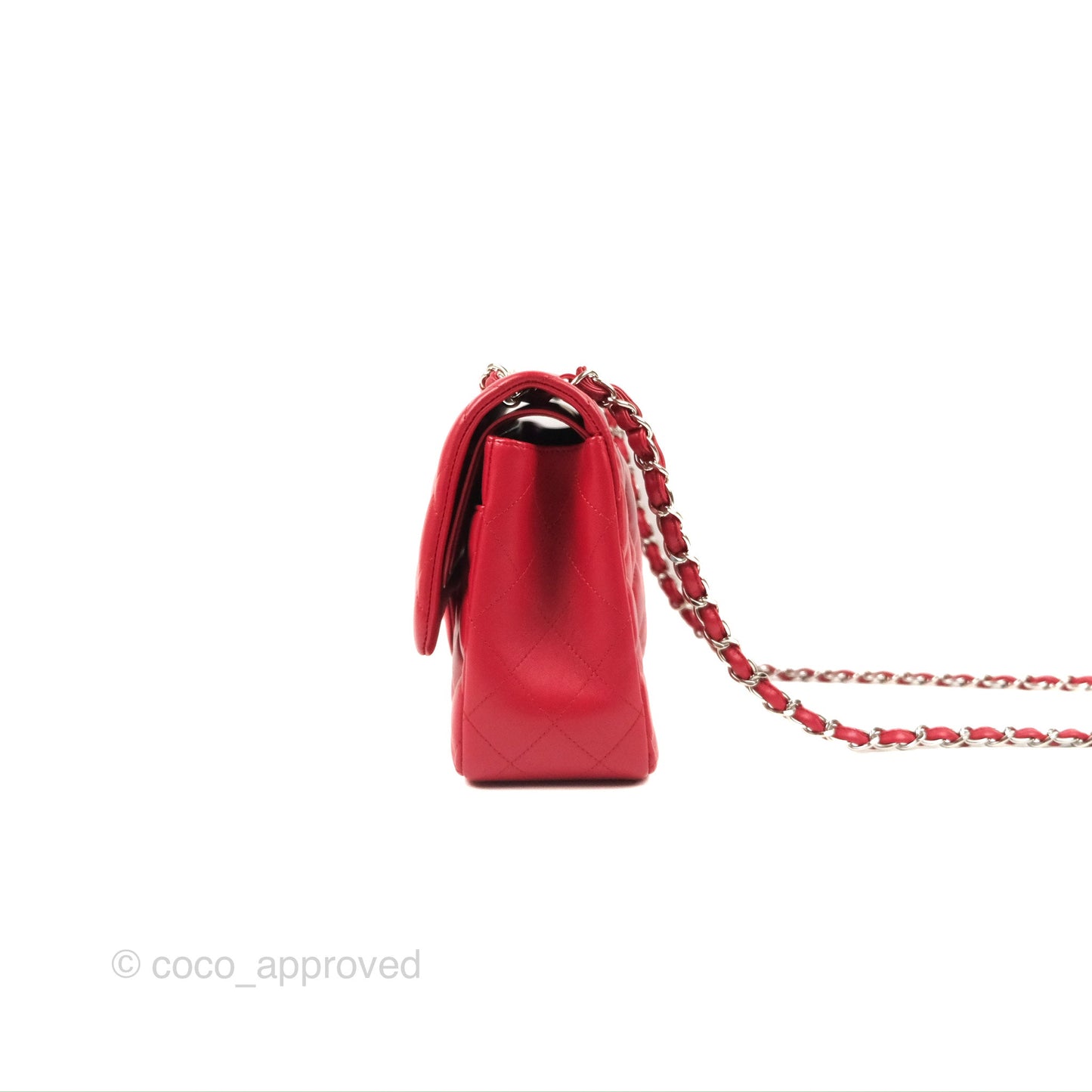 Chanel Jumbo Double Flap Red Lambskin Silver Hardware⁣⁣