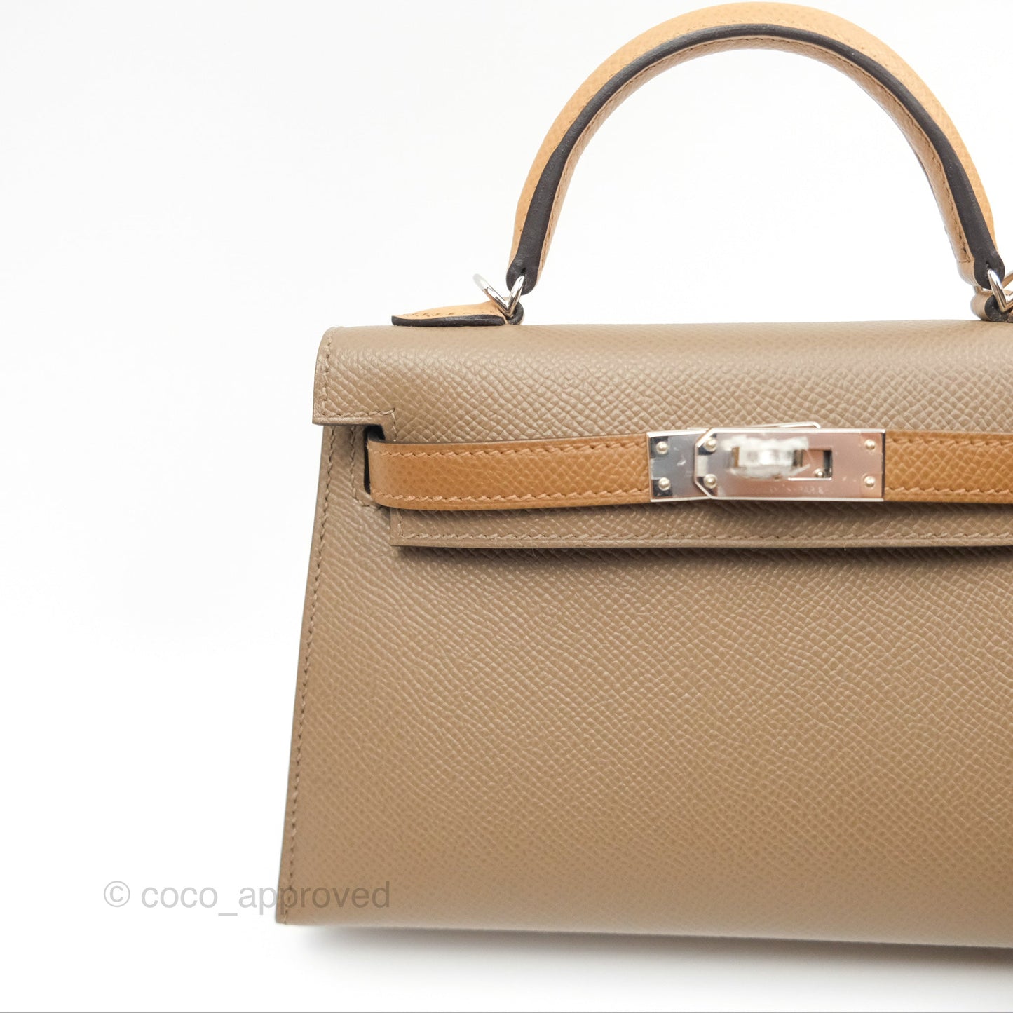 Hermès Mini Kelly II Etoupe 18/Alezan 3G/Biscuit 48 Epsom Palladium Hardware