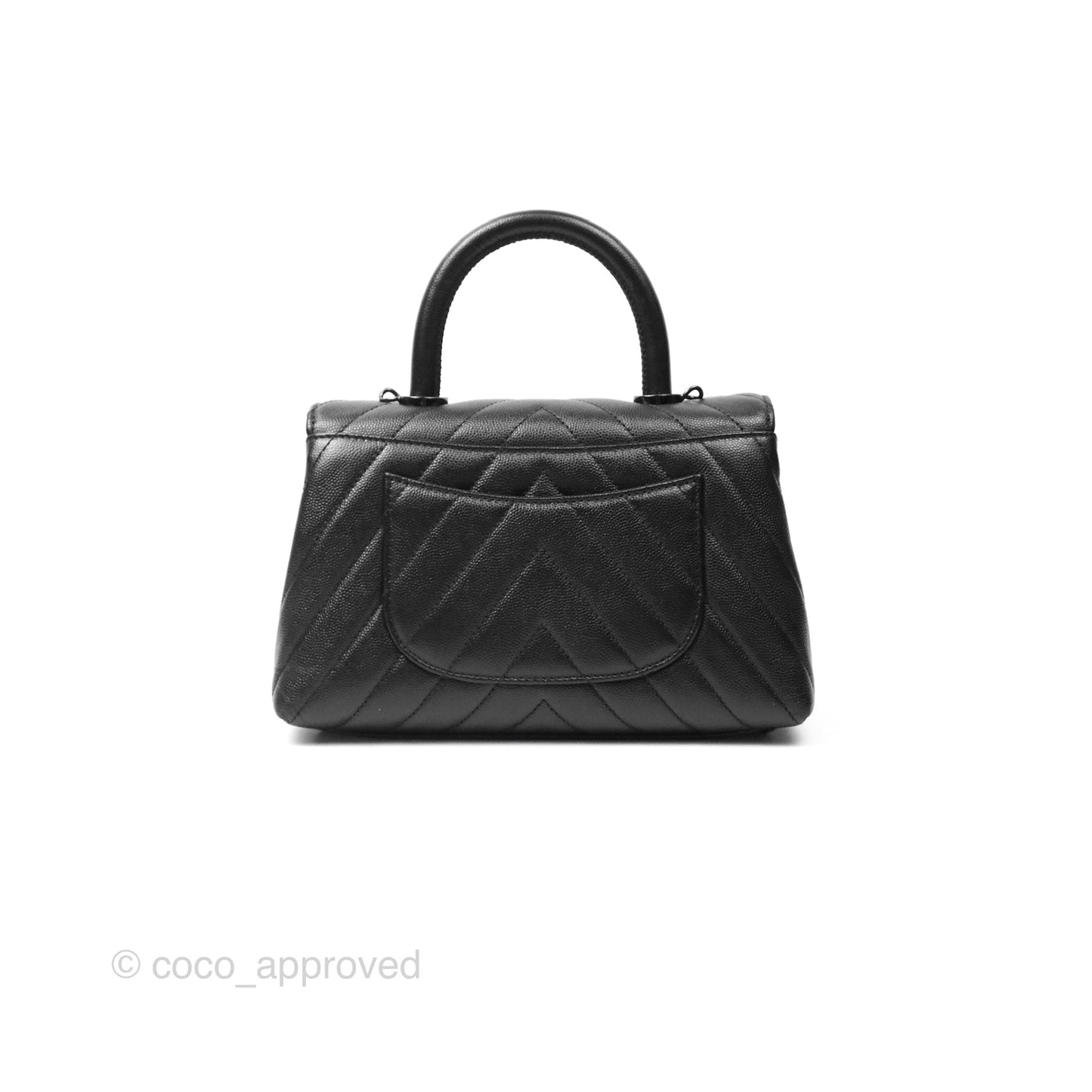 Chanel Small Coco Handle Chevron So Black Caviar