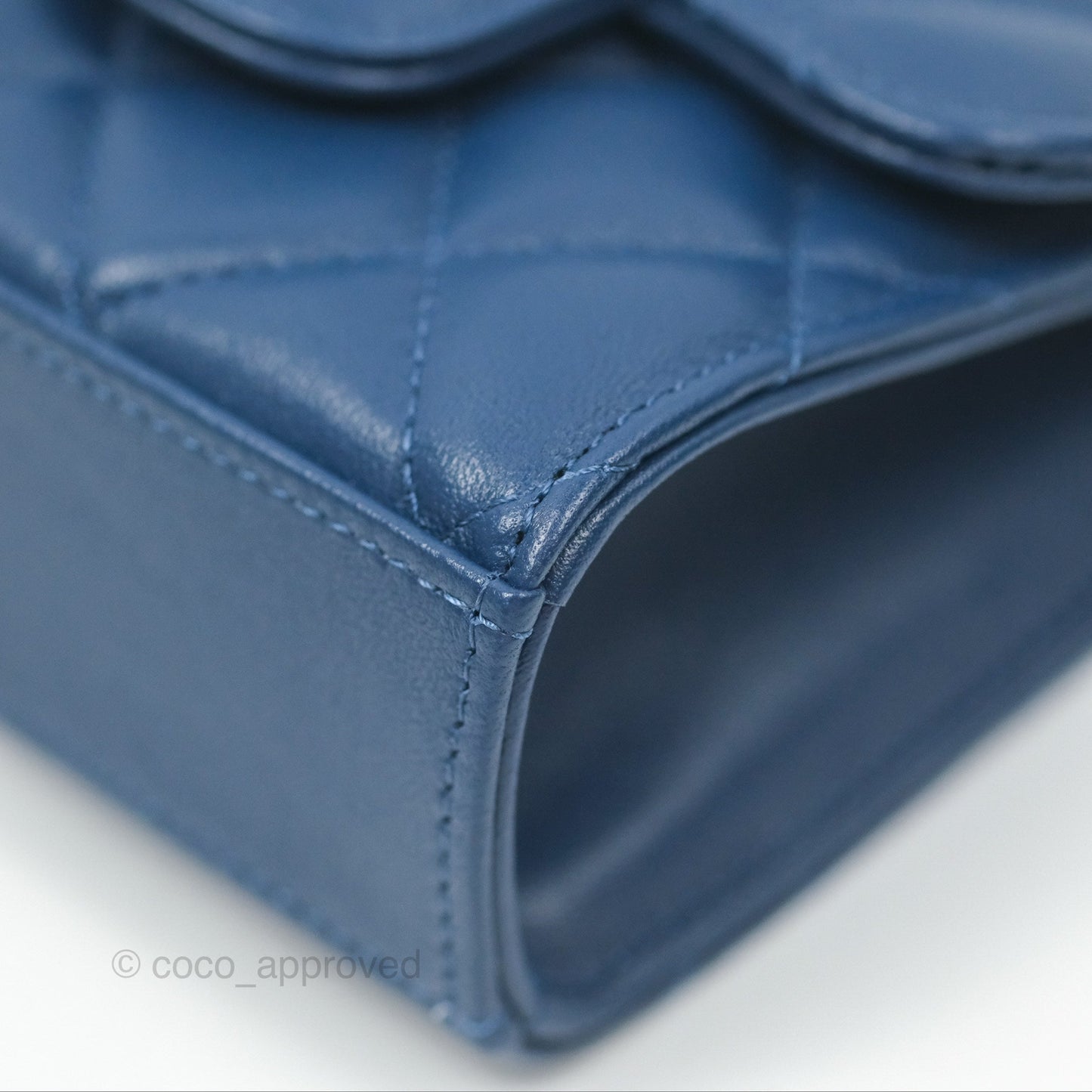 Chanel Mini Handle Clutch With Chain Navy Lambskin Gold Hardware