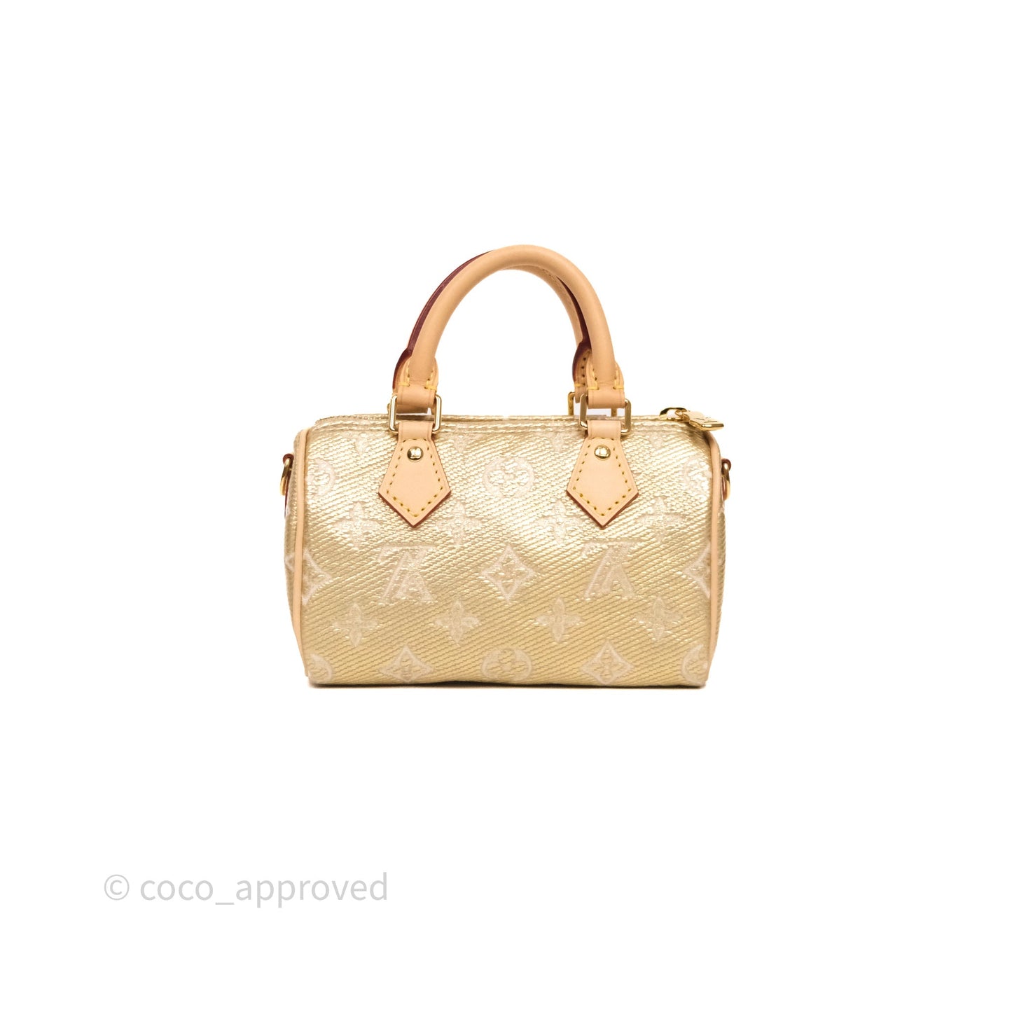 Louis Vuitton Nano Speedy Monogram Gold Jacquard Fabric