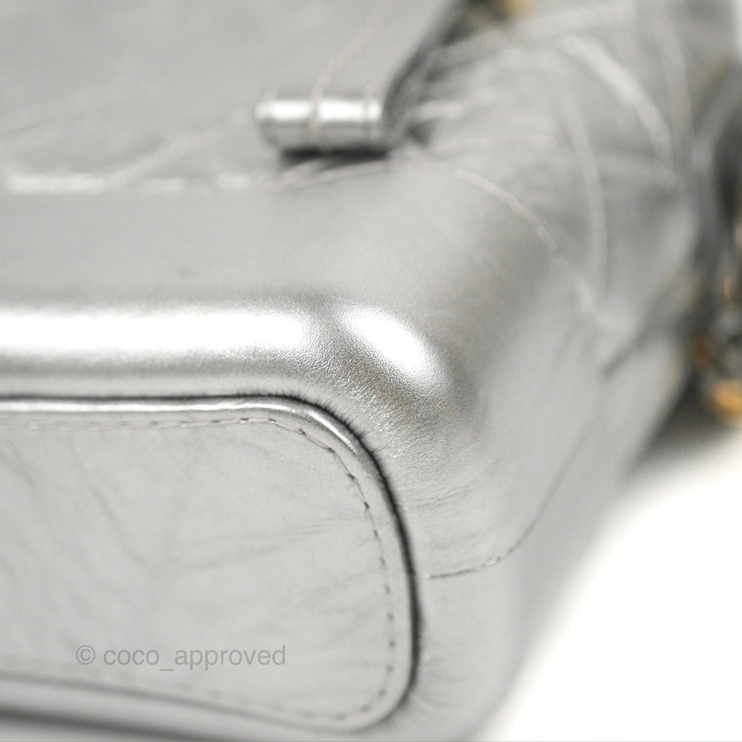 Chanel Quilted Small Gabrielle Hobo Metallic Silver Aged Calfskin Mixed Hardware