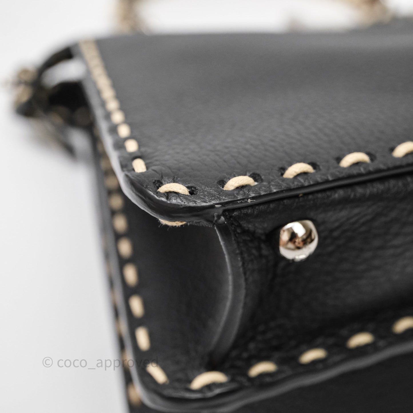 Fendi Peekaboo ISeeU Python Handle Handbag Black Calfskin Silver Hardware