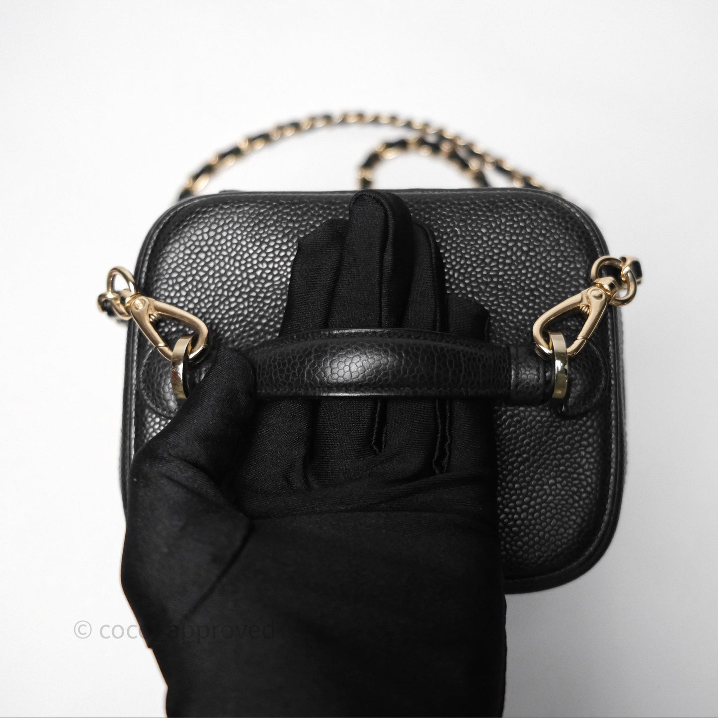 Chanel Vintage Vanity Case Black Caviar Gold Hardware
