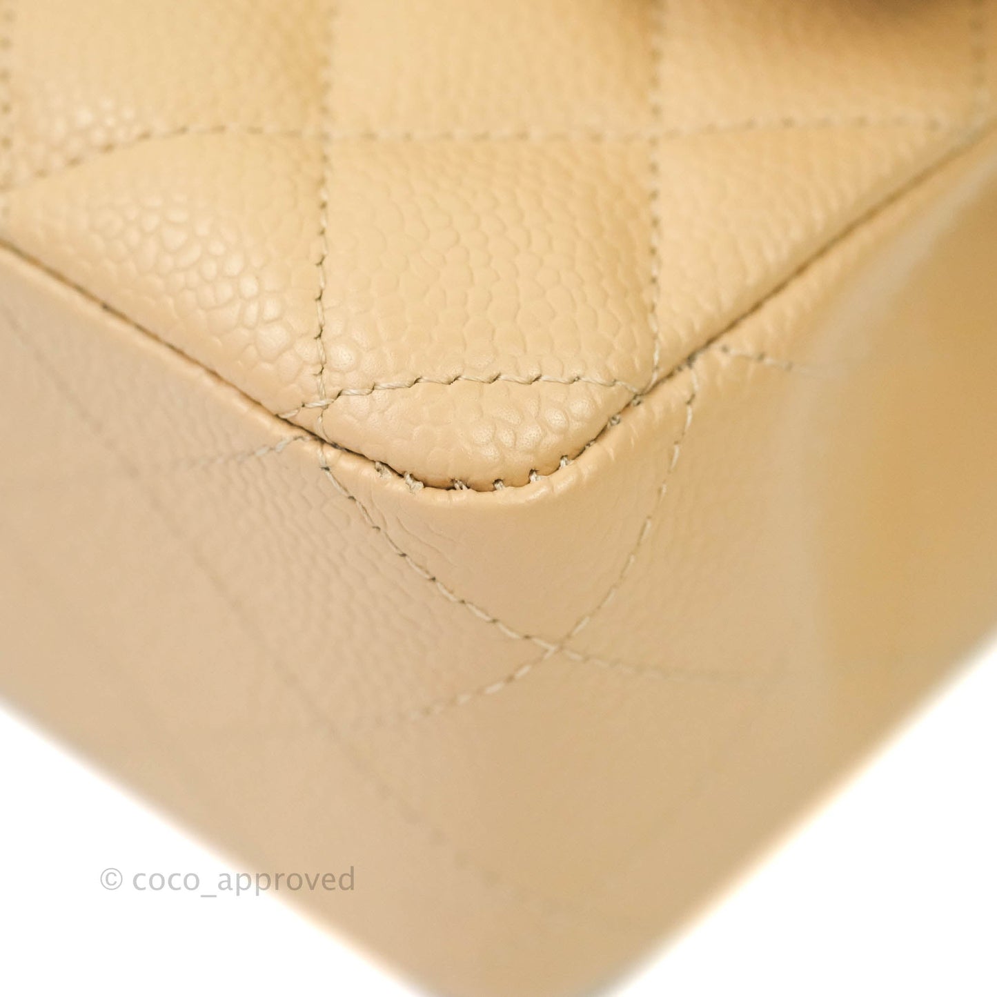 Chanel Classic M/L Medium Double Flap Beige Caviar Gold Hardware