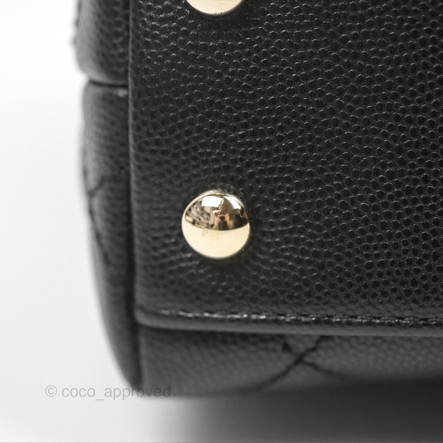 Chanel Mini Coco Handle Quilted Black Caviar Lizard Embossed Handle Gold Hardware