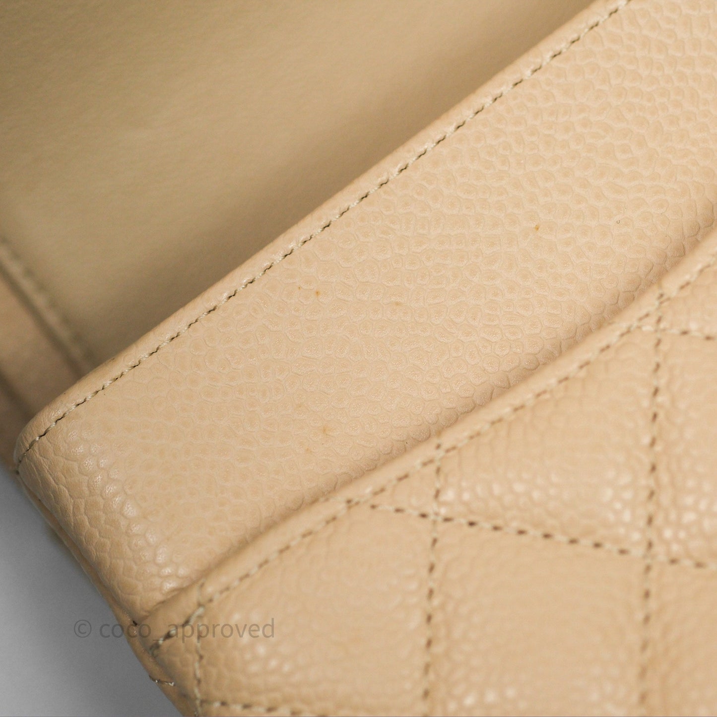 Chanel M/L Medium Classic Flap Quilted Beige Caviar Gold Hardware