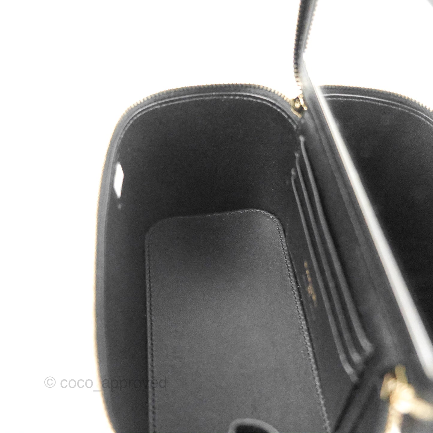 Chanel Vanity Rectangular Top Handle Black Lambskin Gold Hardware