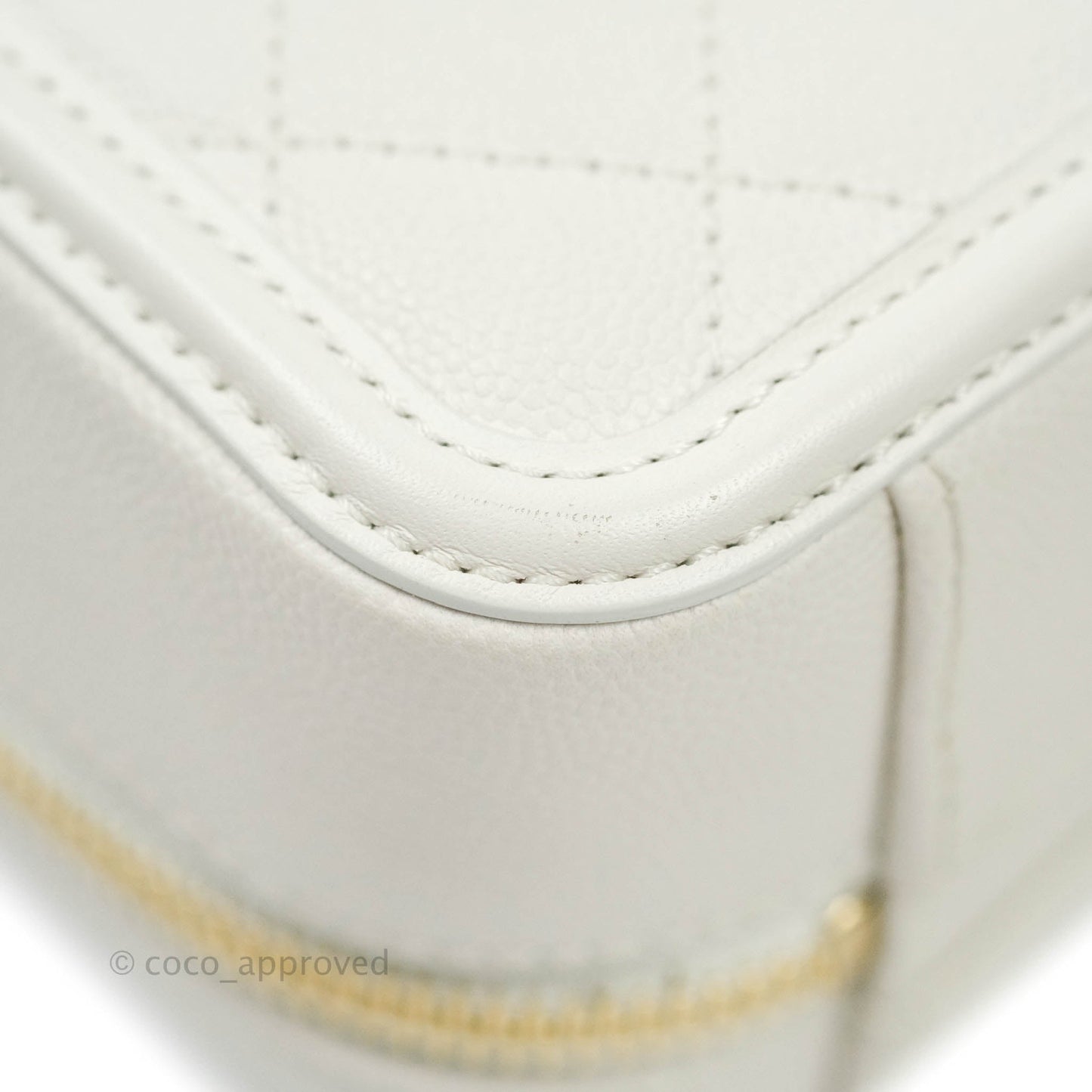 Chanel Quilted Small CC Filigree Vanity Case White Caviar