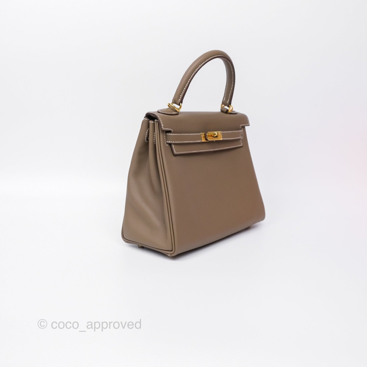 Hermès Retourne Kelly 25 Etoupe 18 Swift Gold Hardware