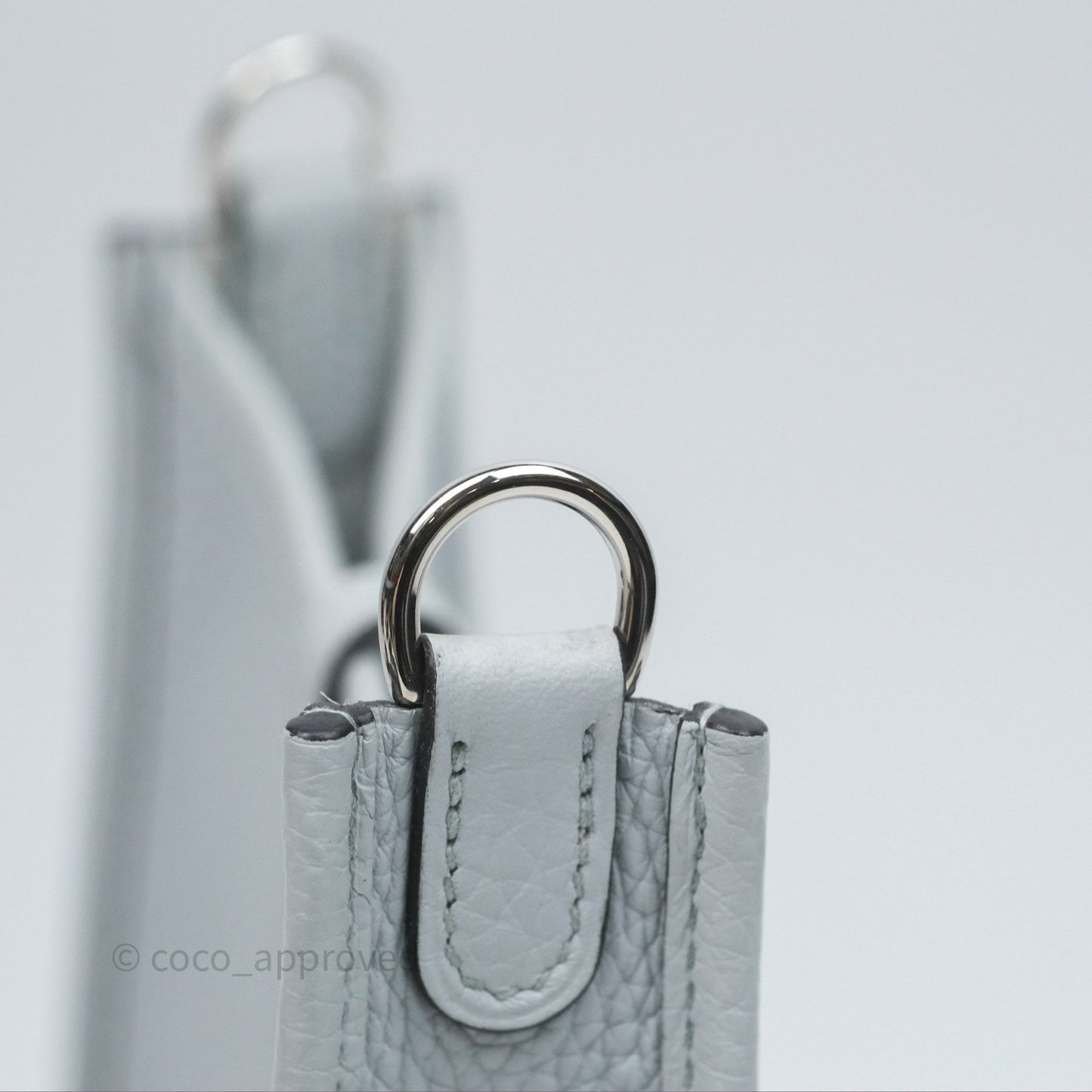 Hermès Mini Evelyne 16 Bleu Pale 08 Clemence Palladium Hardware