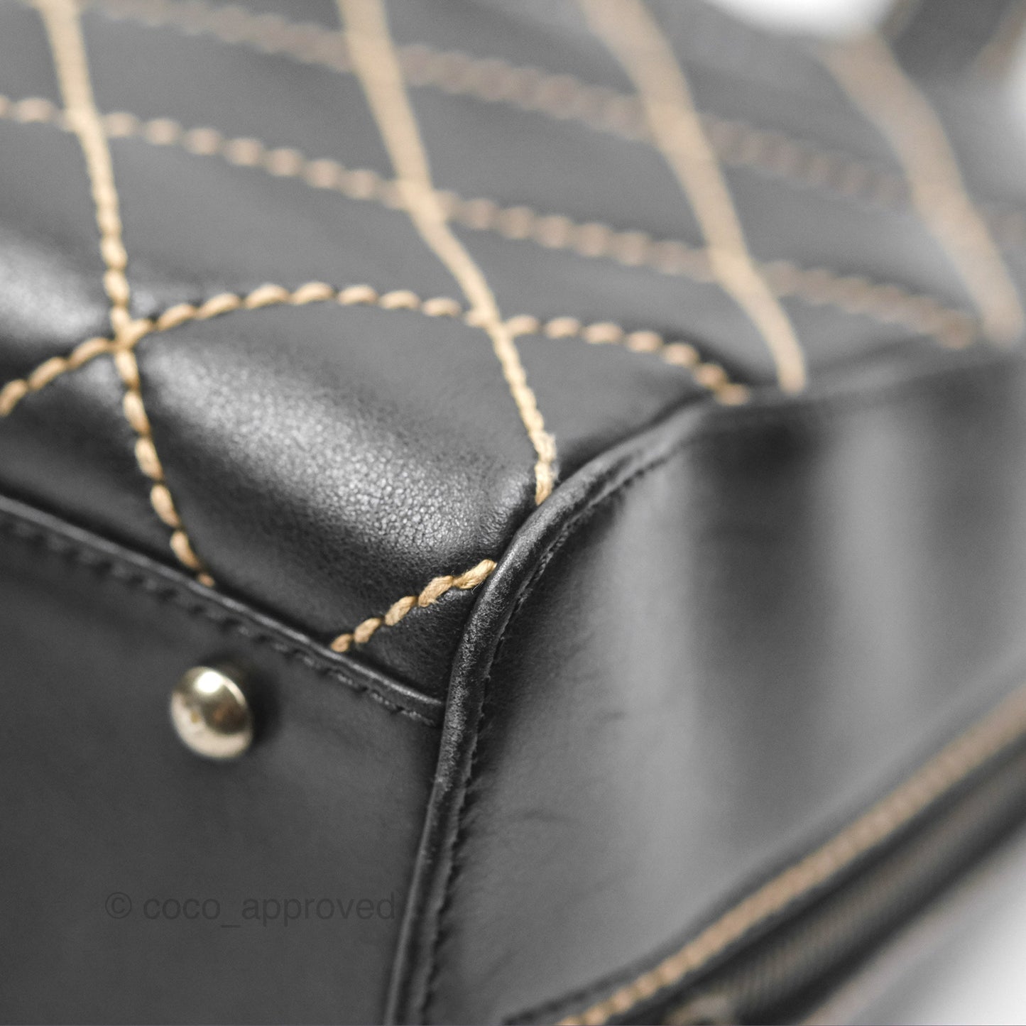 Chanel Vintage Wild Stitch Tote Bag Lambskin Black
