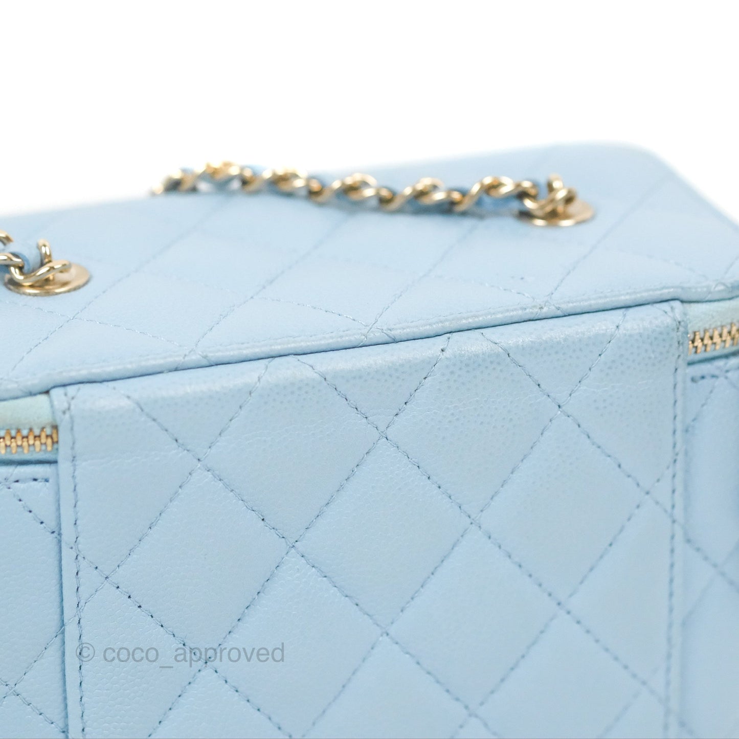 Chanel Vanity with Chain Blue Caviar Aged Gold Hardware