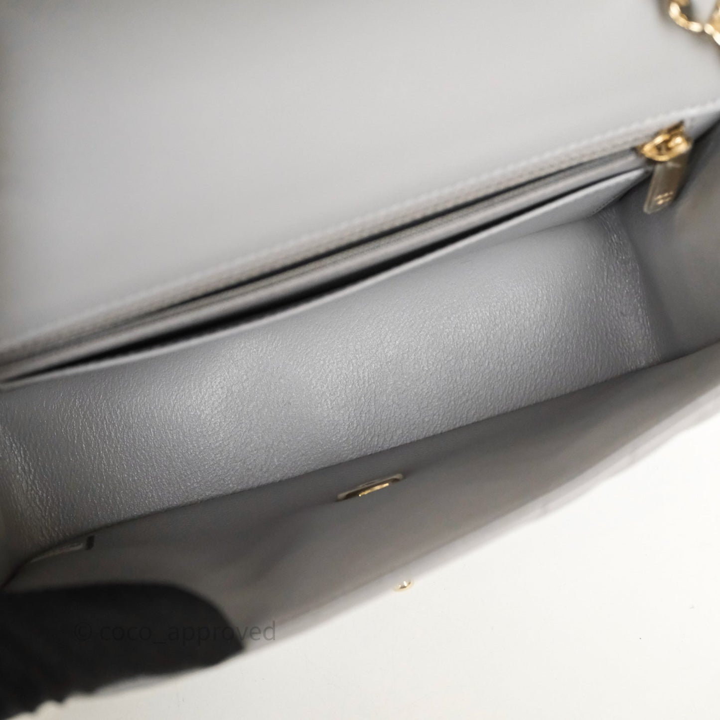 Chanel Mini Rectangular Chevron Grey Lambskin Light Gold Hardware